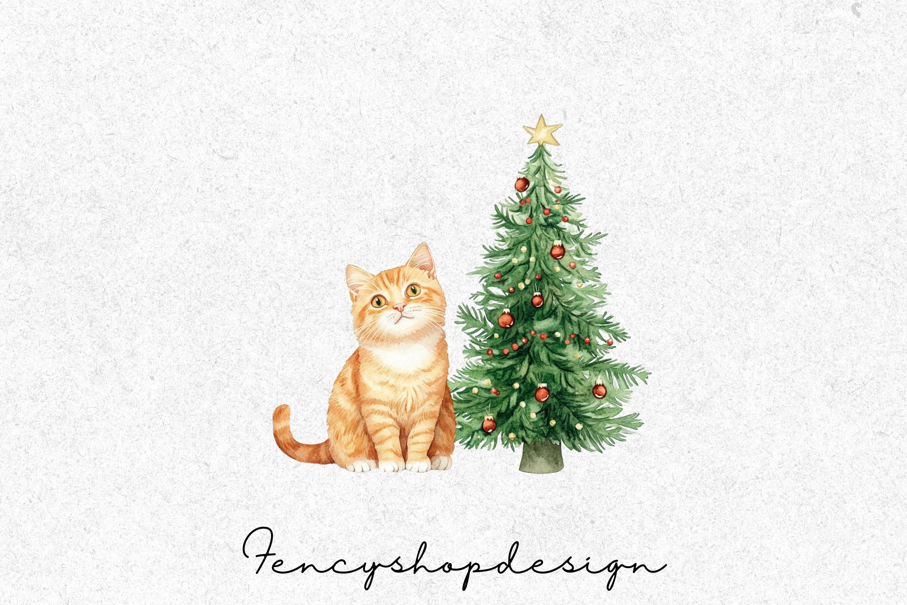 Cute Christmas Cat Clipart Bundle