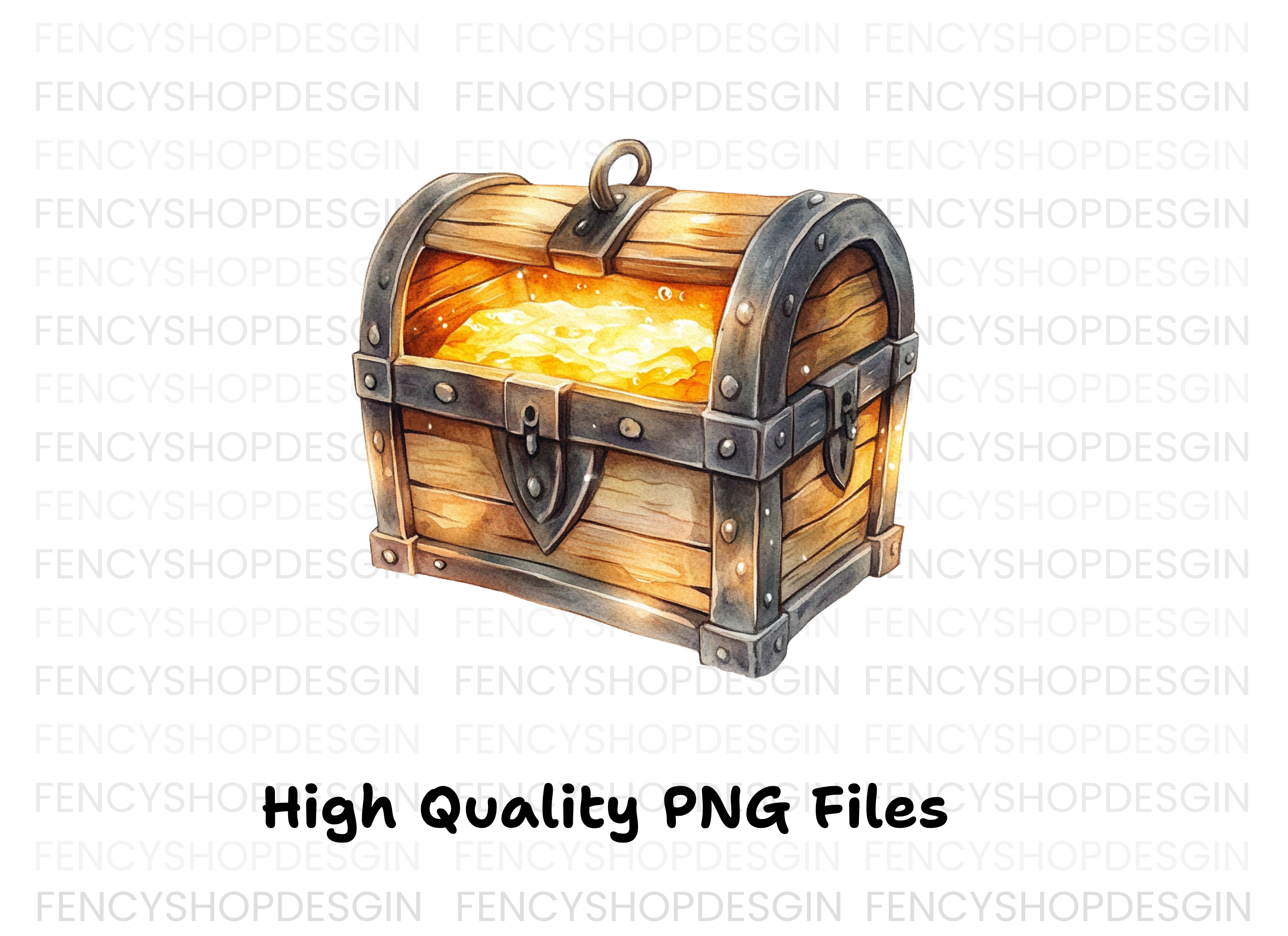 Open Treasure Chest Gold Clipart Bundle