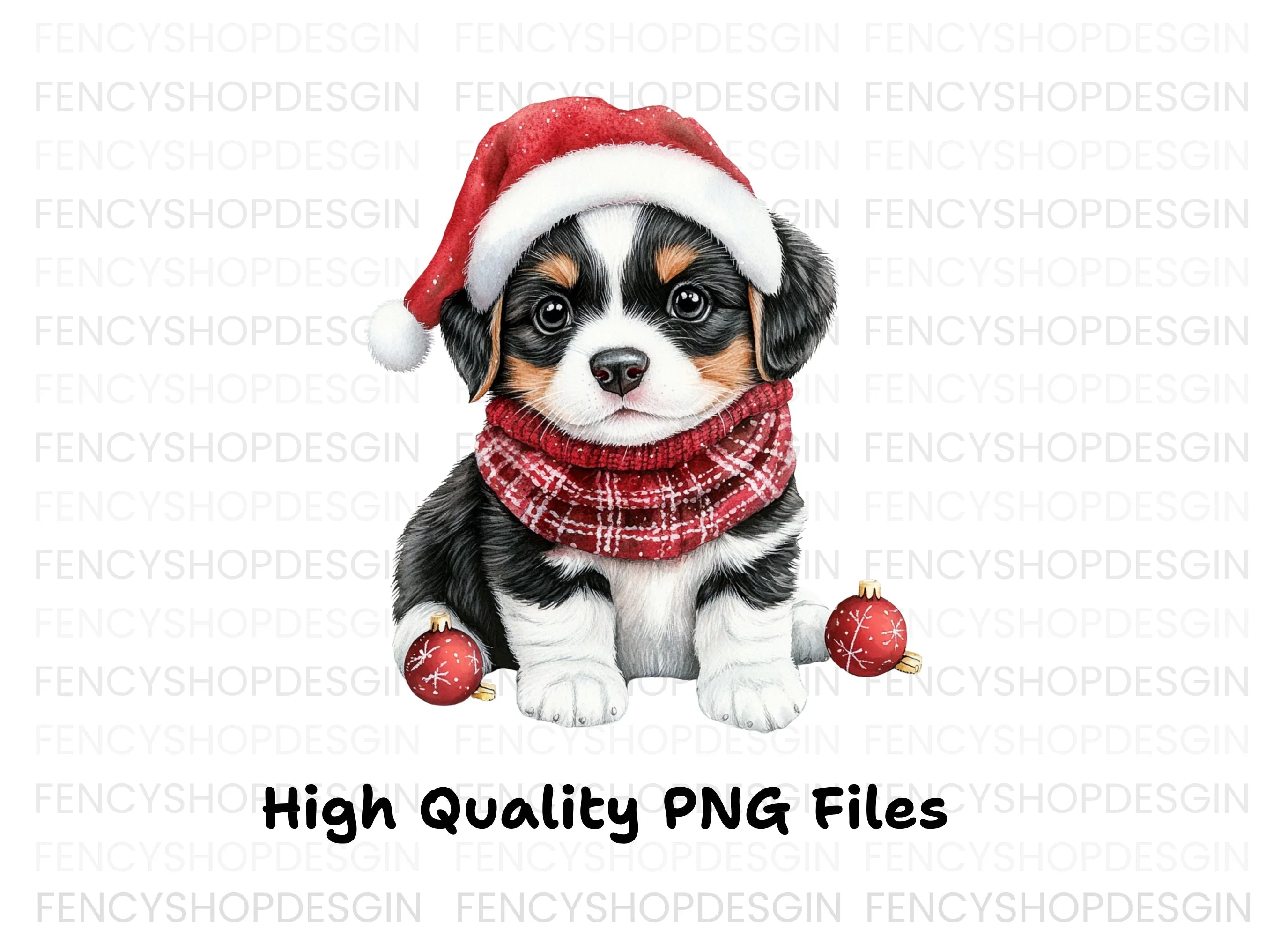 Festive Puppy Christmas Ornaments Clipart Bundle