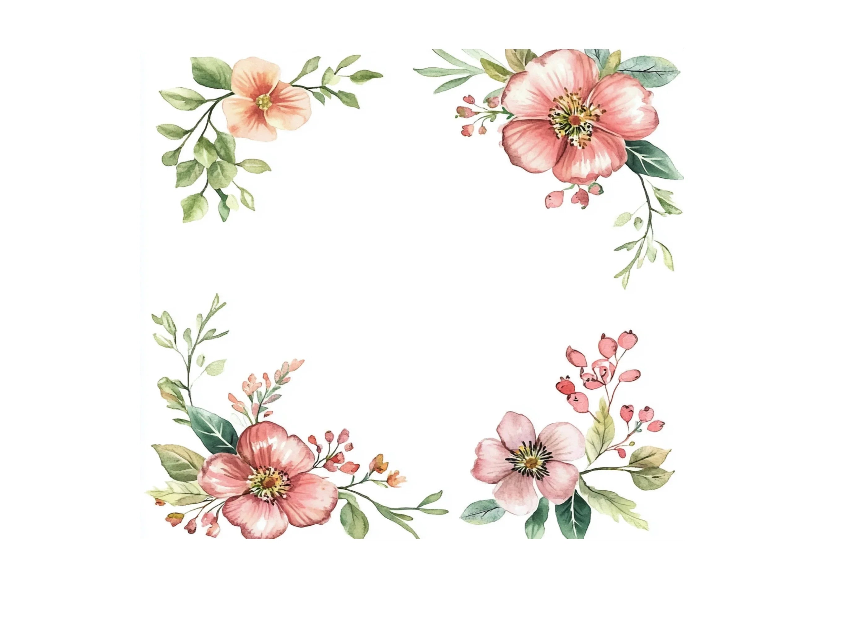 Elegant Floral Corner Frames Clipart Bundle