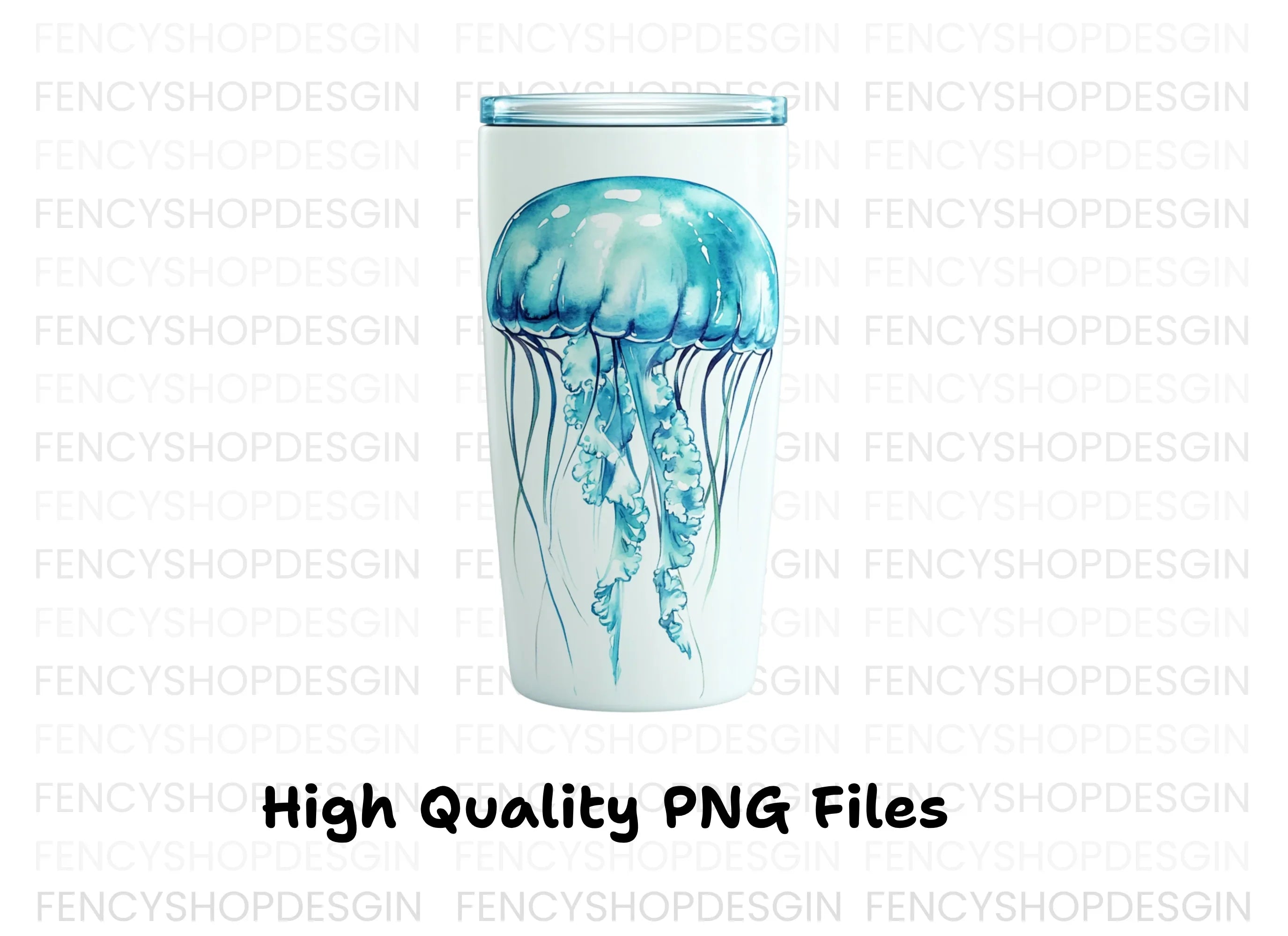 Blue Jellyfish Tumbler Clipart Bundle