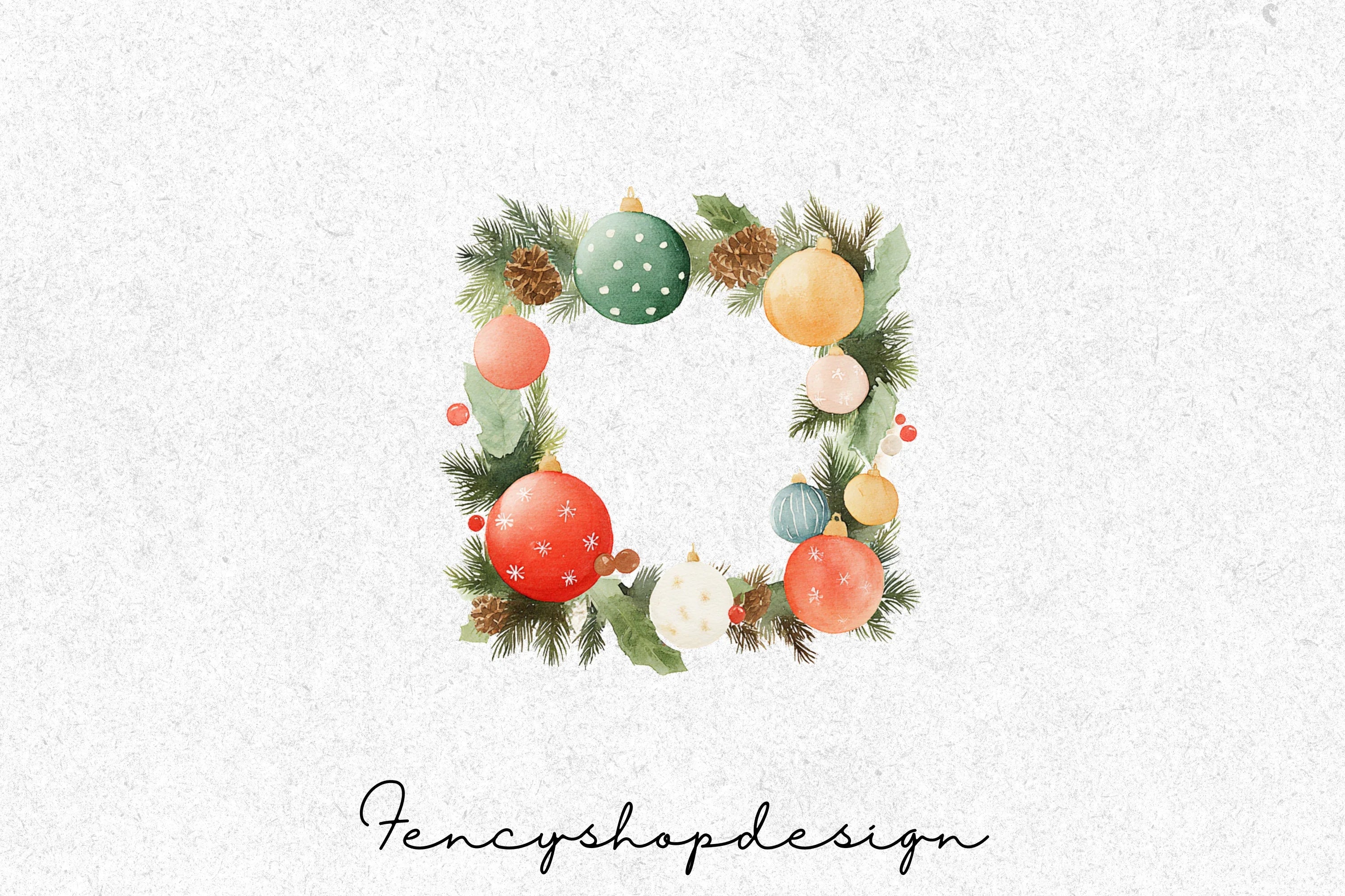 Festive Christmas Wreaths Clipart Bundle