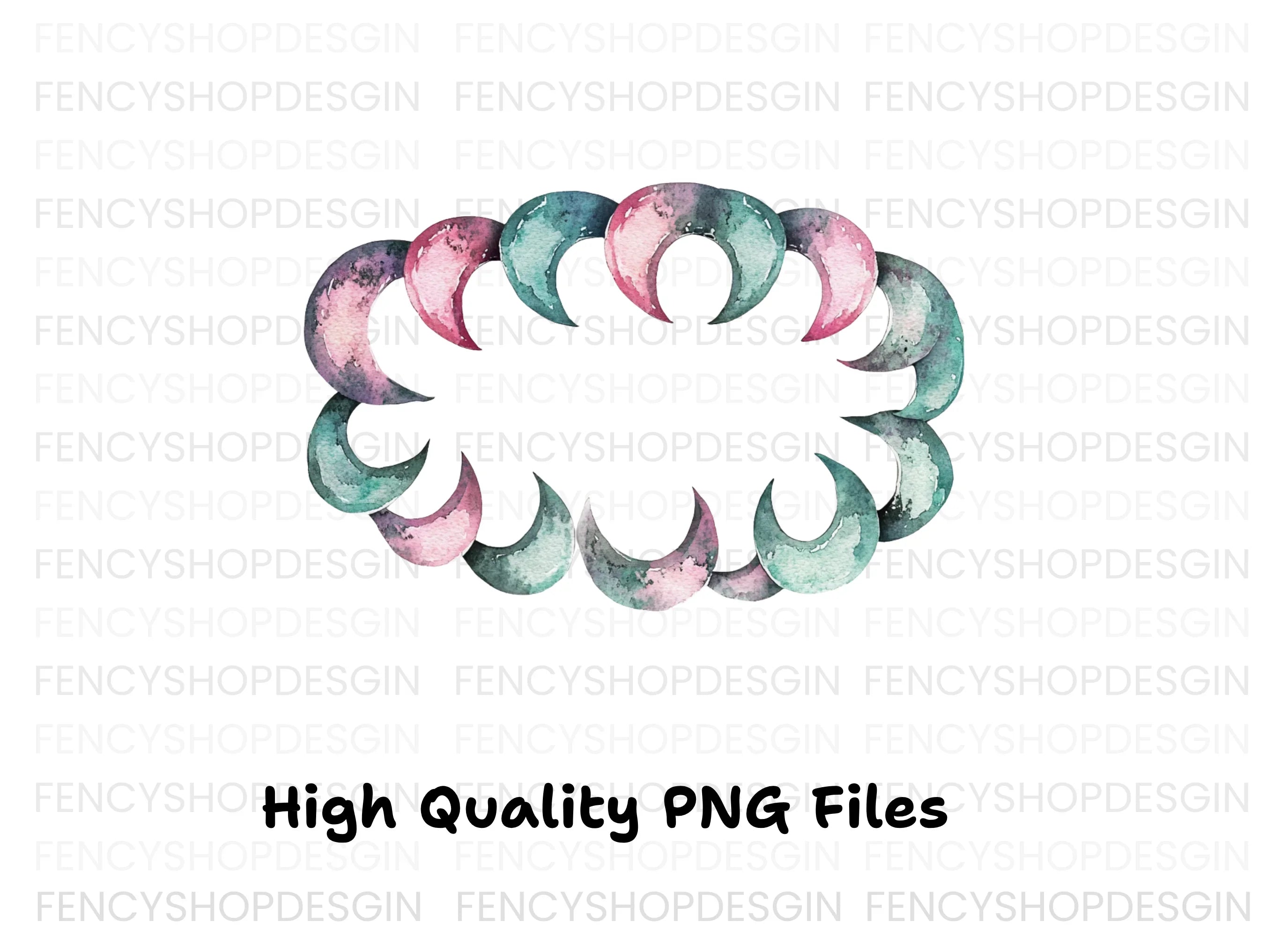 Moon Phases Frame Clipart Bundle