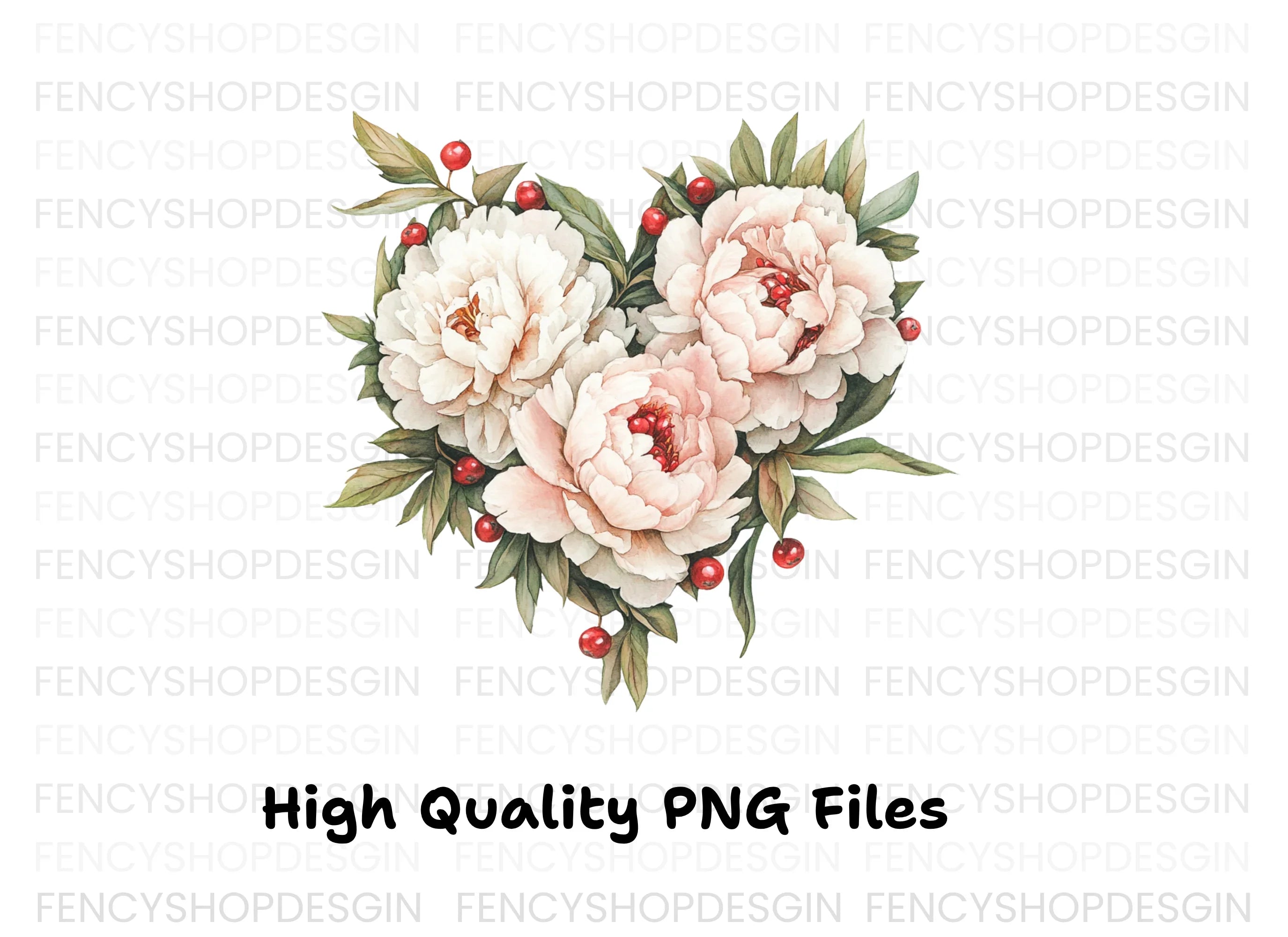 Peony Heart Clipart Bundle