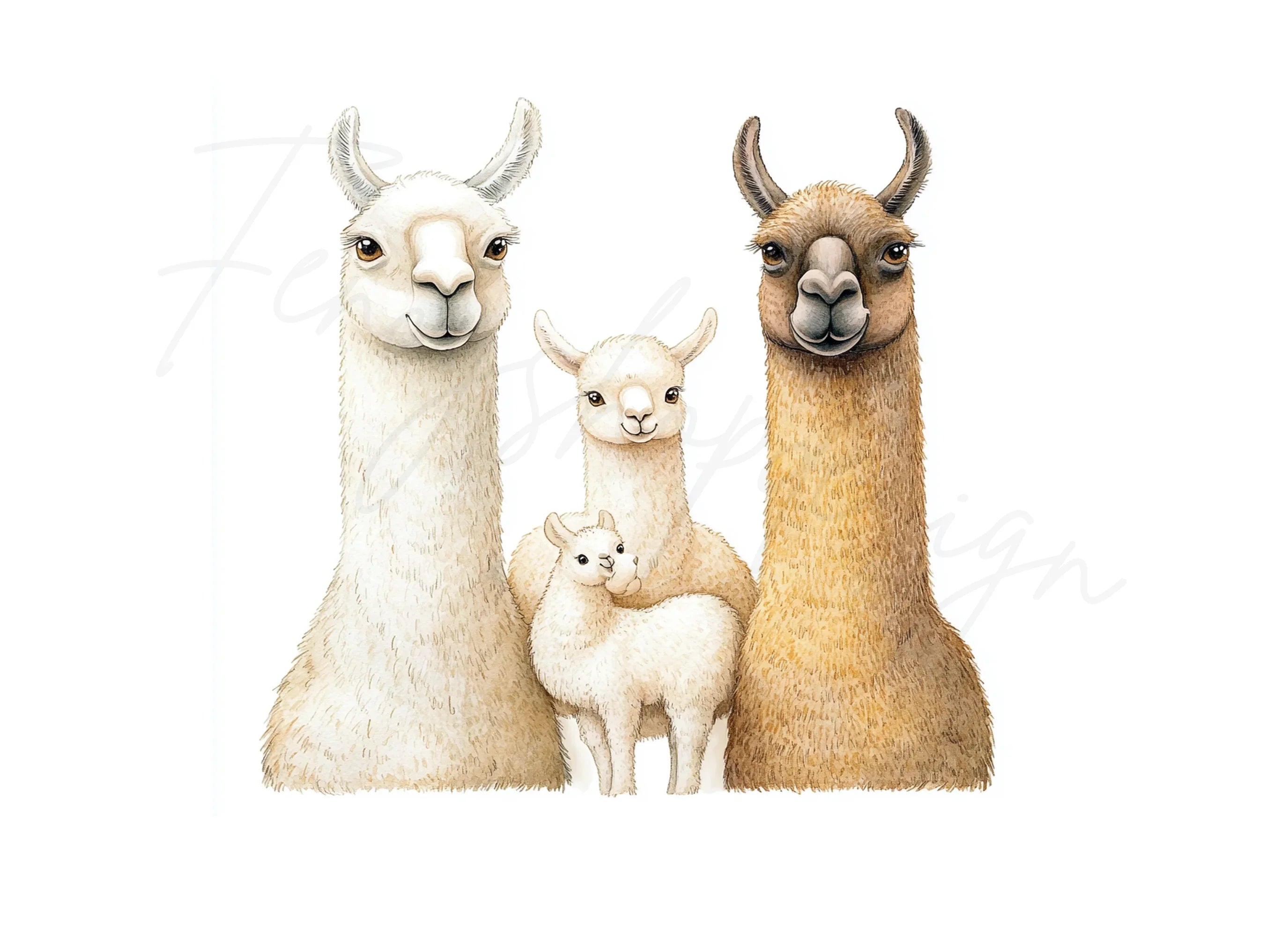 Cute Llama Family Clipart Bundle