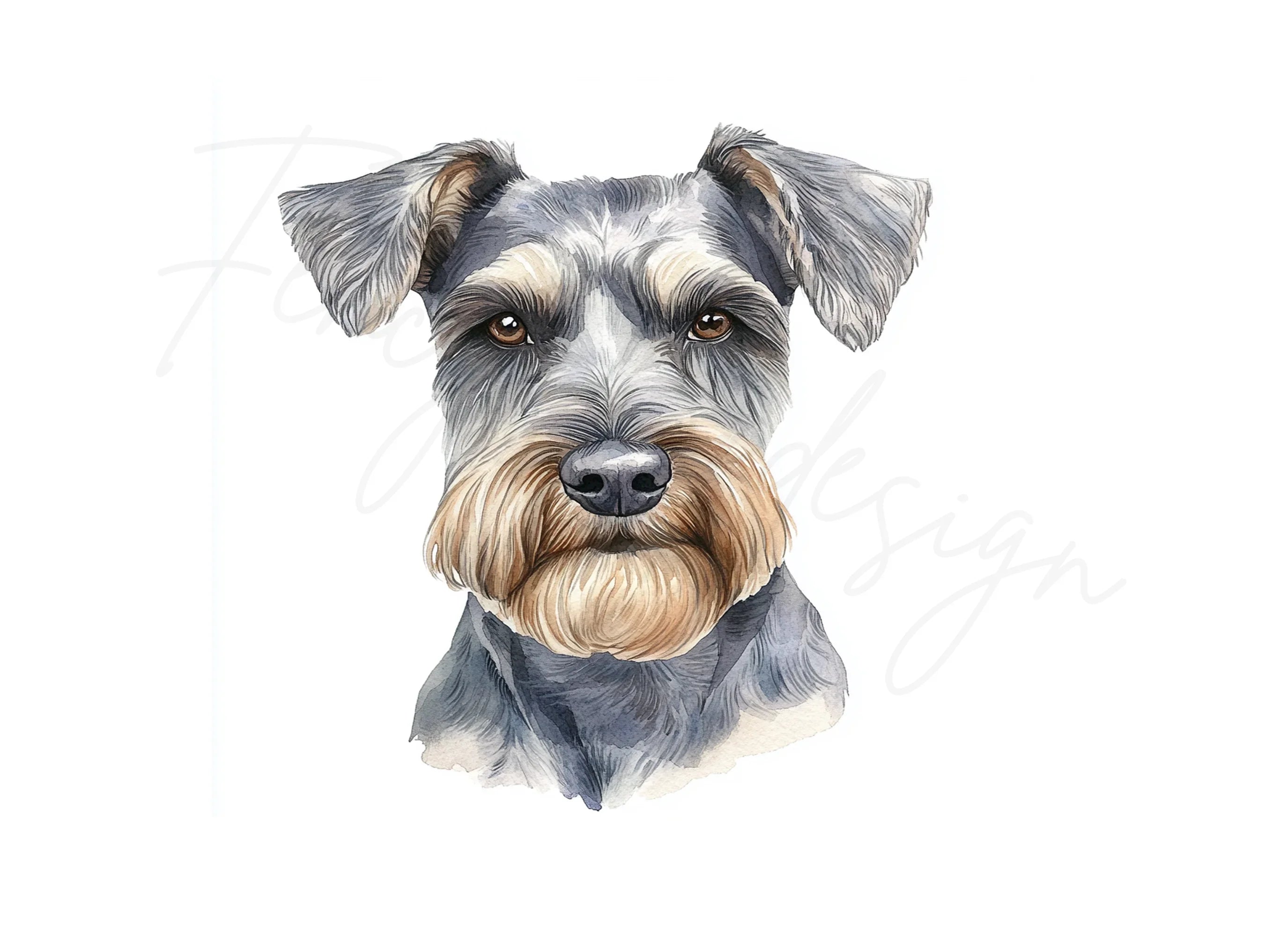Miniature Schnauzer Face Clipart Bundle