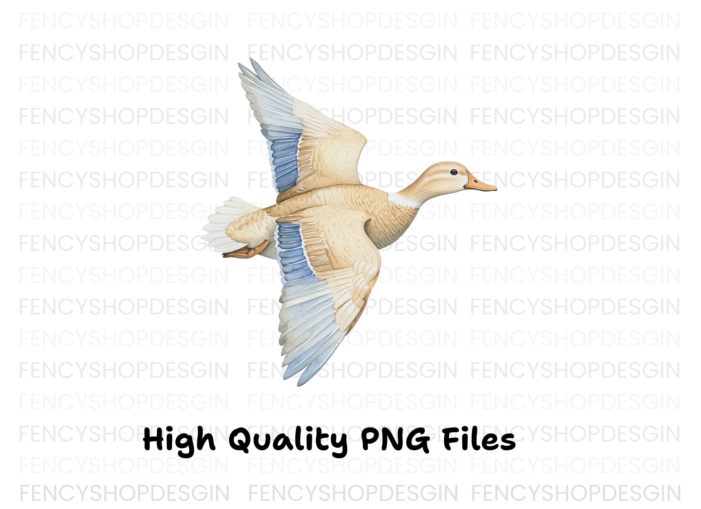Flying White Ducks Clipart Bundle