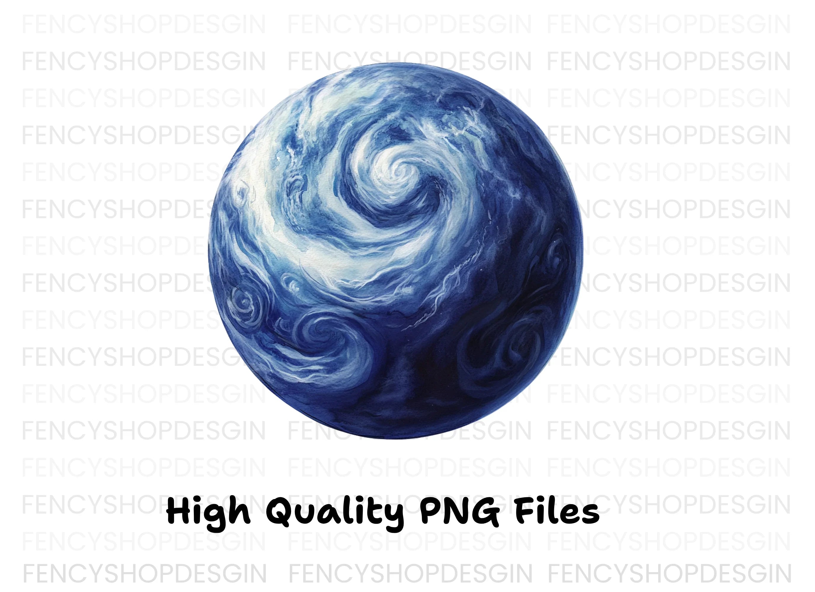 Blue Swirling Abstract Planet Clipart Bundle