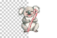 Cute Christmas Koala Candy Cane Clipart Bundle - CraftNest - Digital Crafting and Art