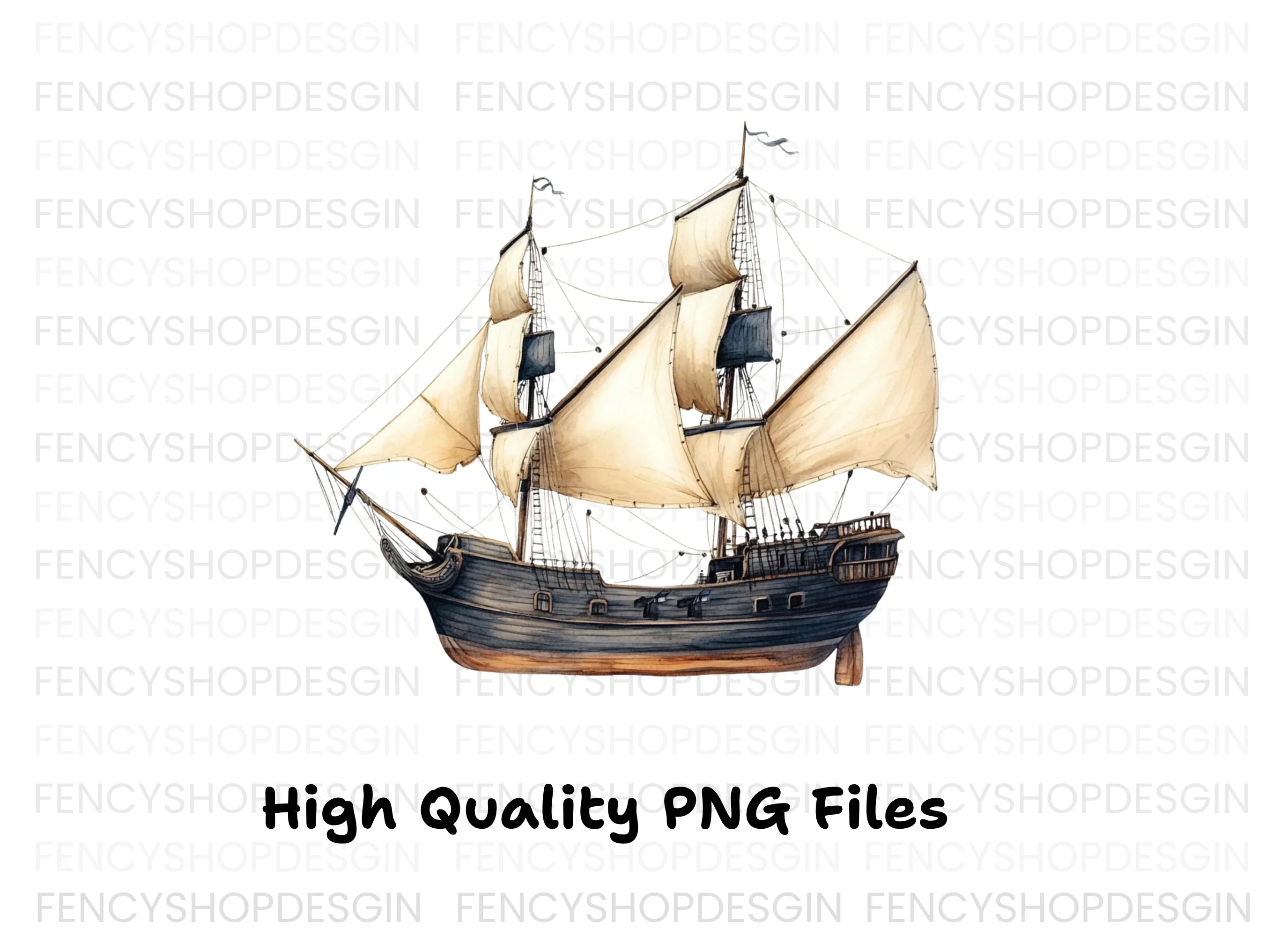 Vintage Pirate Ships Clipart Bundle