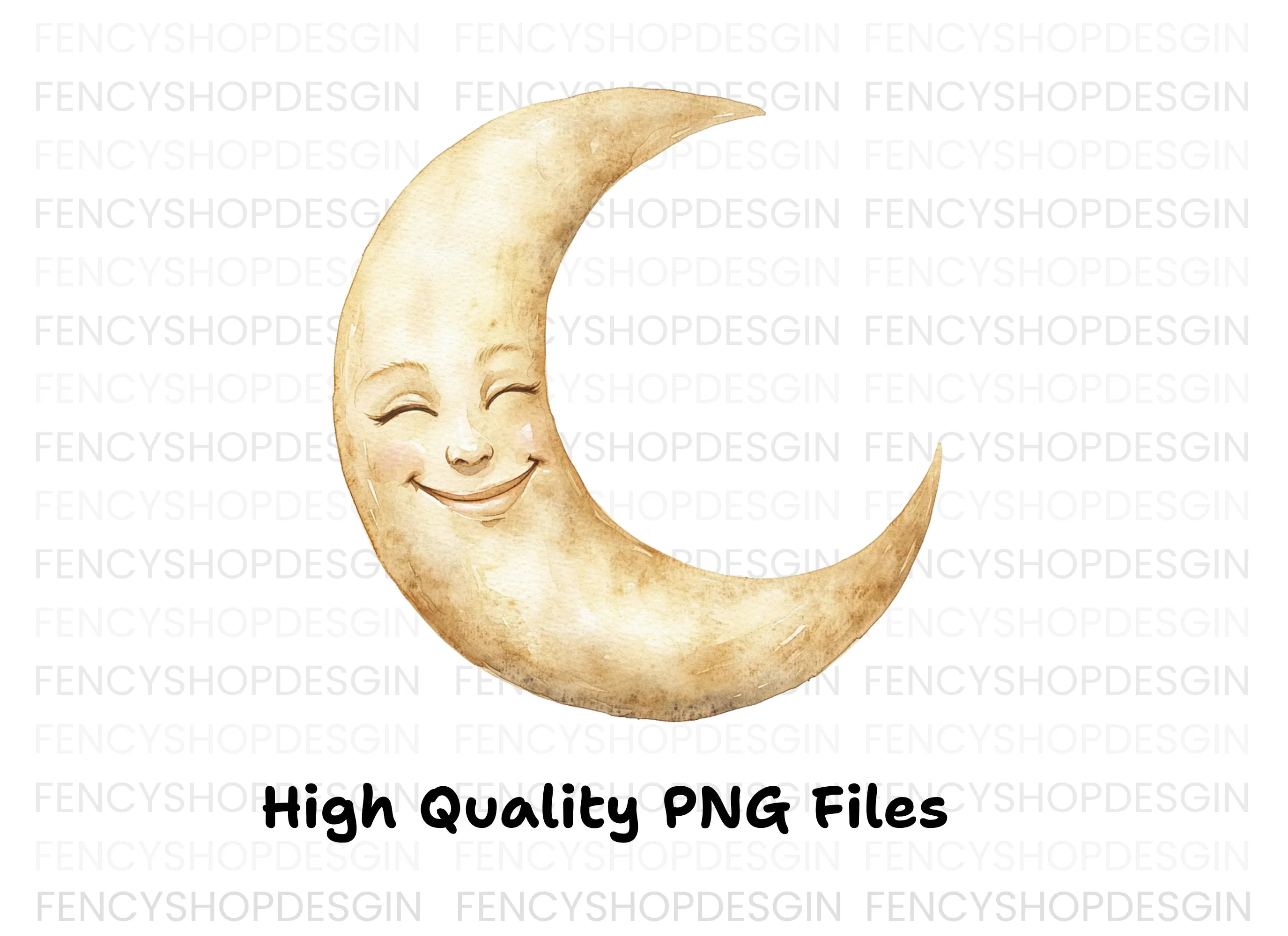 Crescent Moon Faces Clipart Bundle