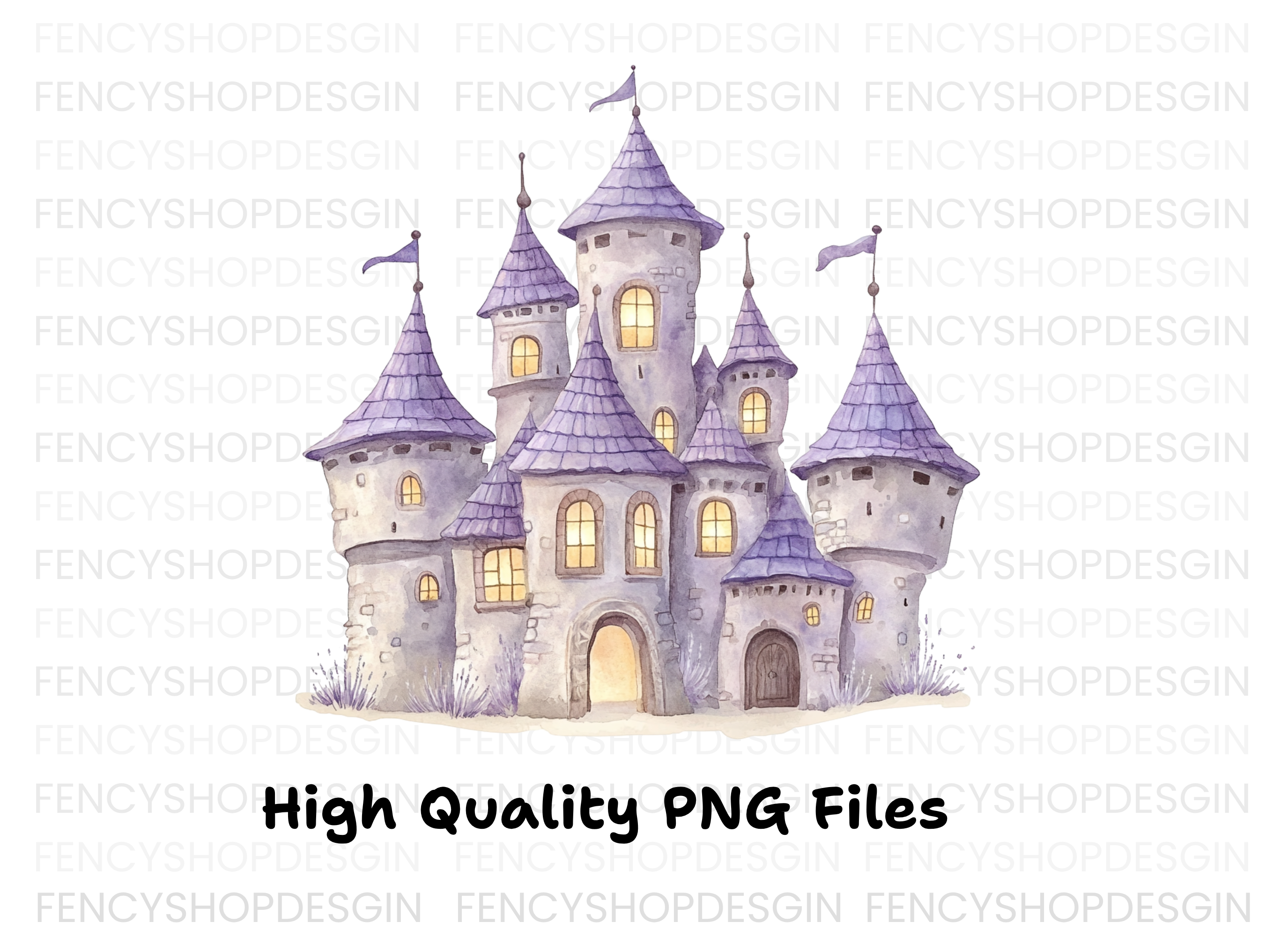 Enchanted Purple Castle Clipart Bundle