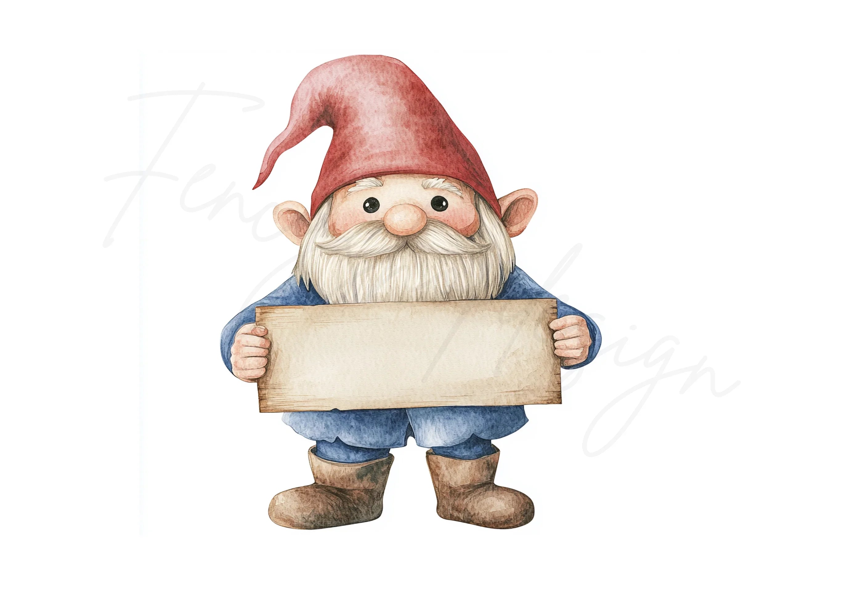 Cute Gnome with Blank Signs Clipart Bundle