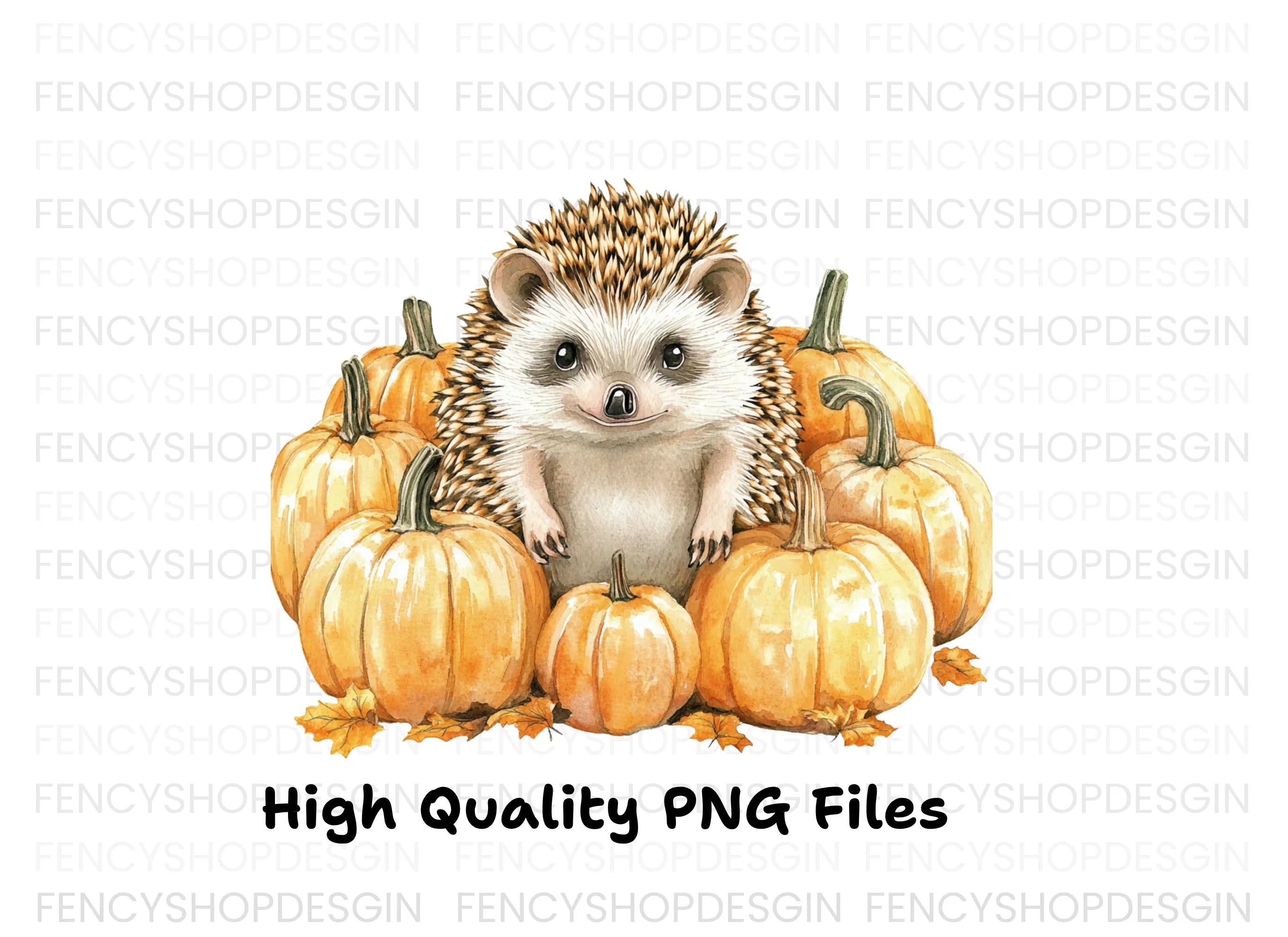 Cute Hedgehog with Autumn Pumpkins Clipart Bundle