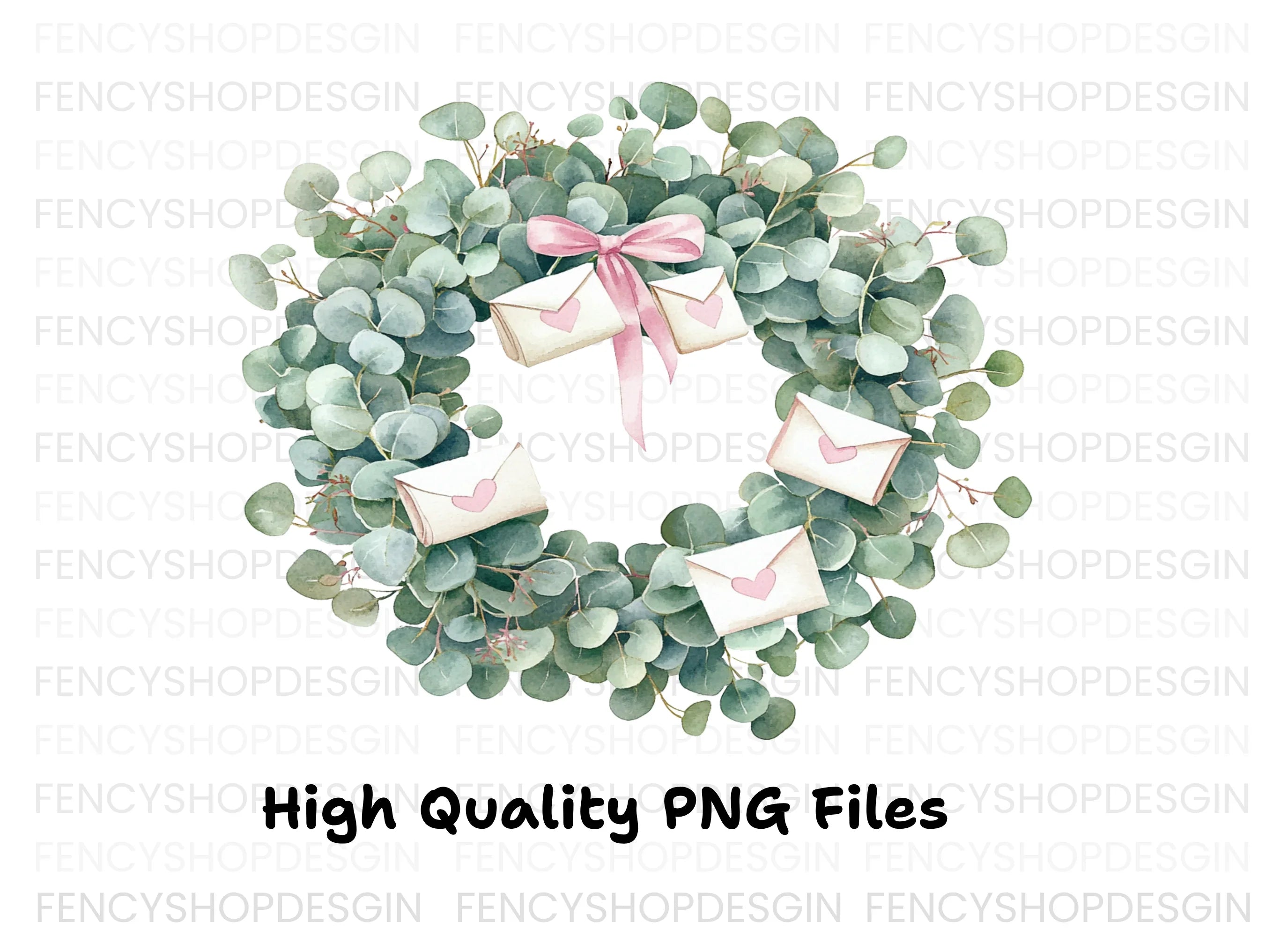 Eucalyptus Wreaths with Envelopes Clipart Bundle
