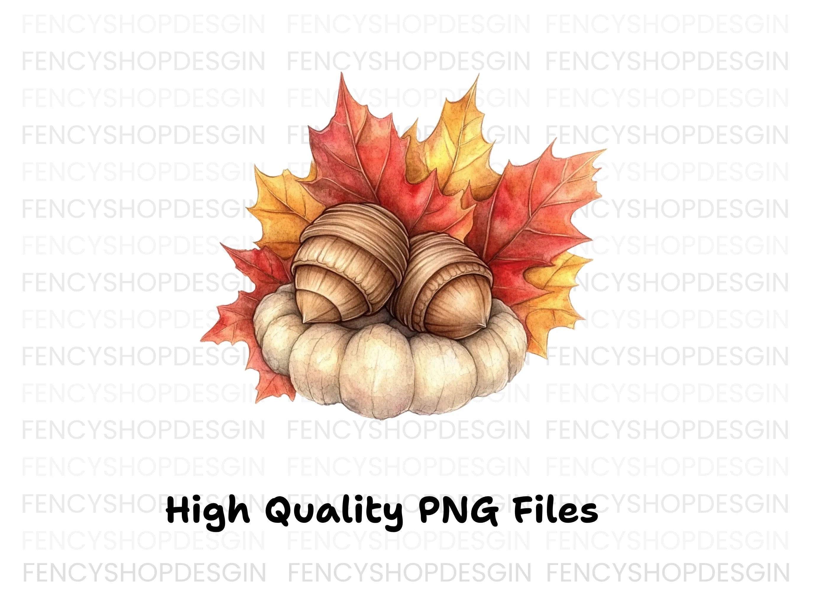 Fall Pumpkin and Acorn Leaves Clipart Bundle