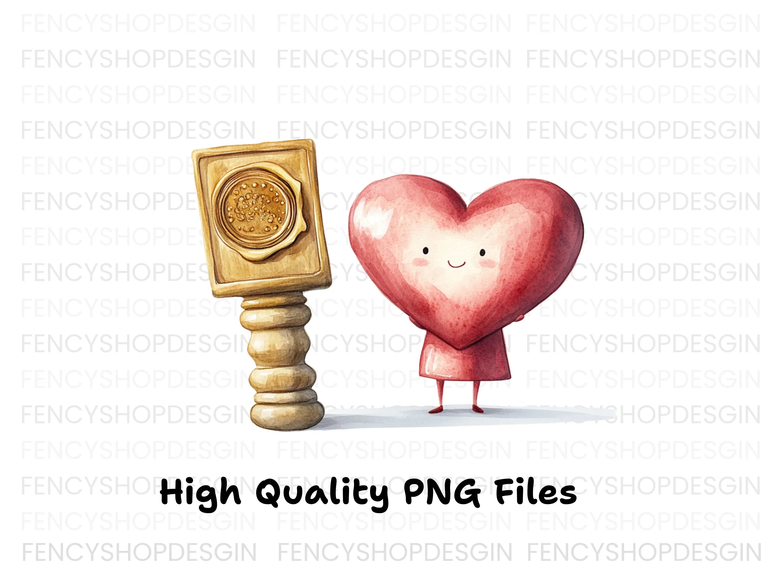 Heart Characters with Stamps Clipart Bundle