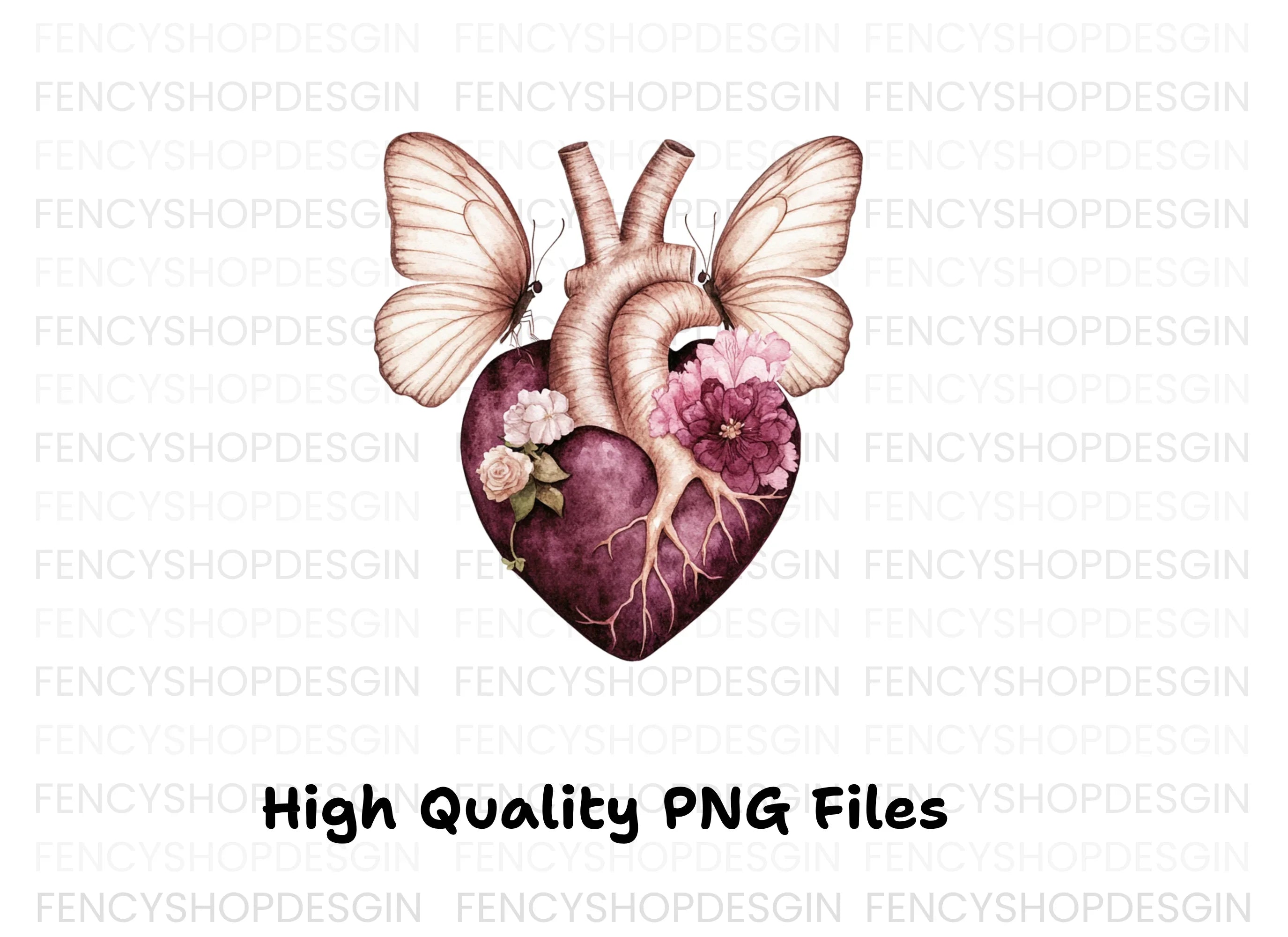 Butterfly Winged Heart Clipart Bundle