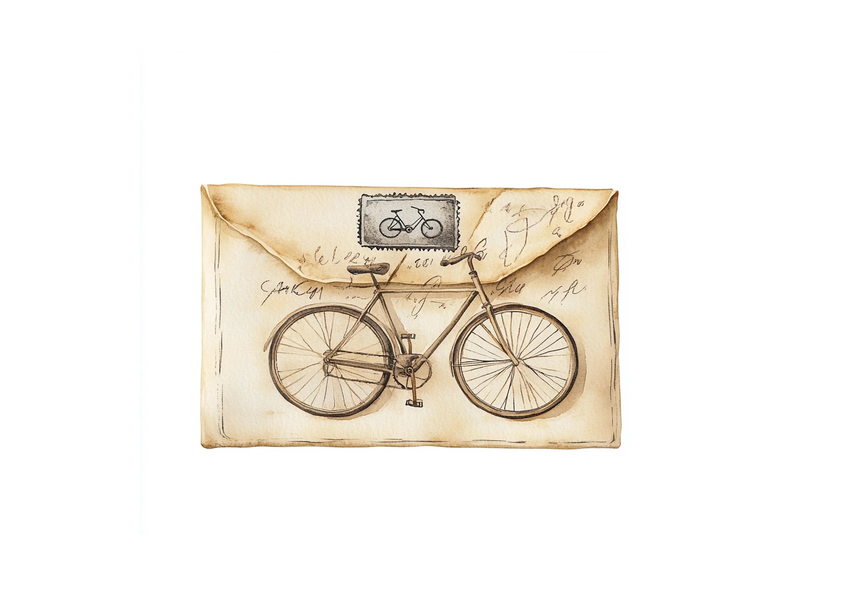 Vintage Bicycle Mail Clipart Bundle