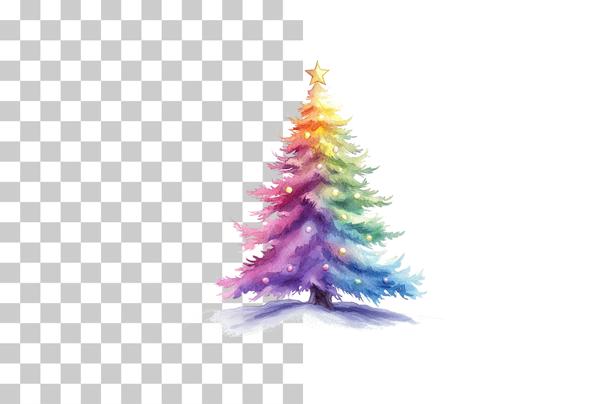 Rainbow Christmas Tree Clipart Bundle