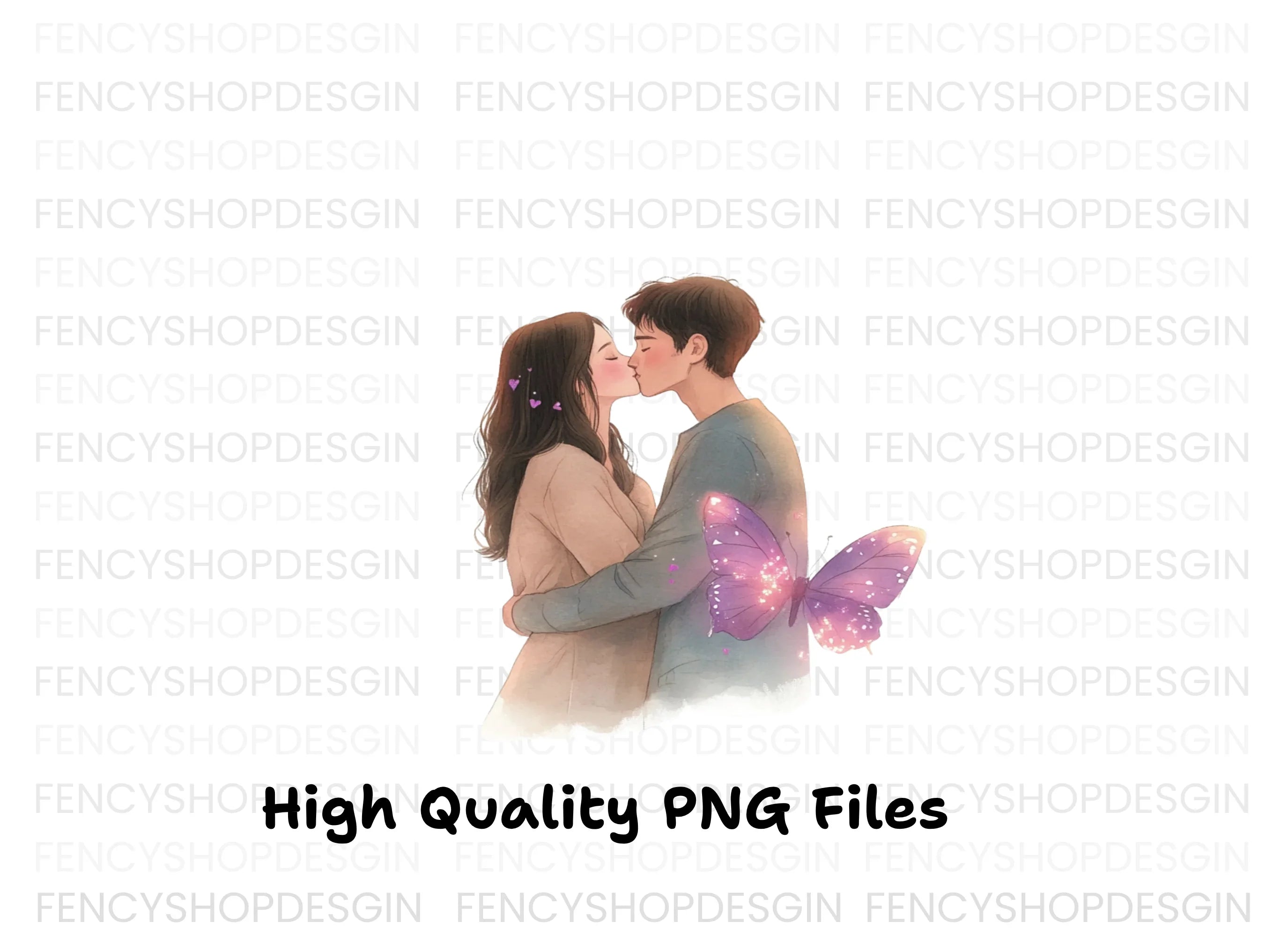 Romantic Couple Kissing Clipart Bundle