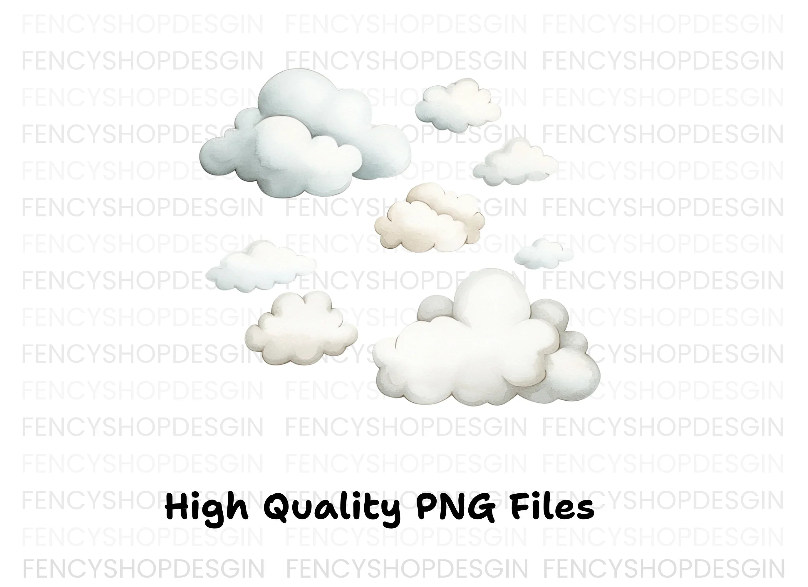Fluffy Clouds Clipart Bundle