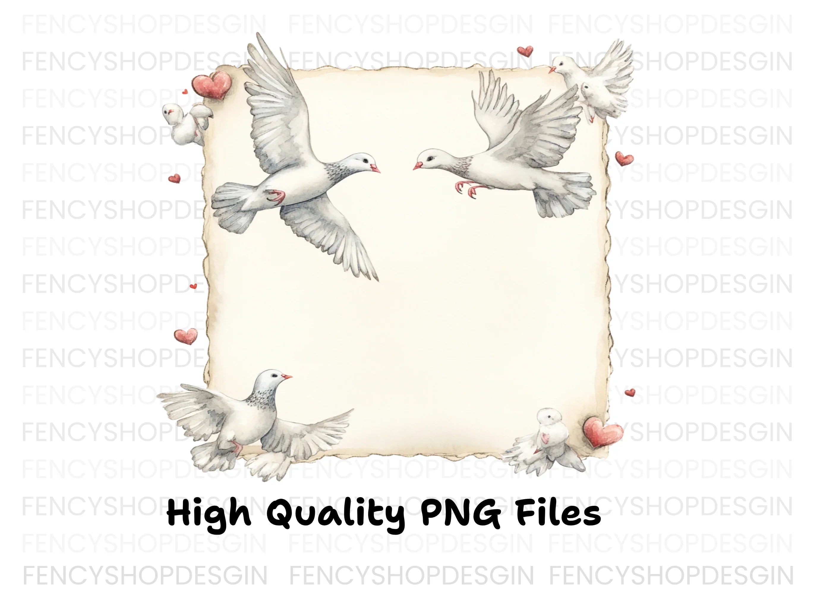 Elegant Dove and Heart Frame Clipart Bundle