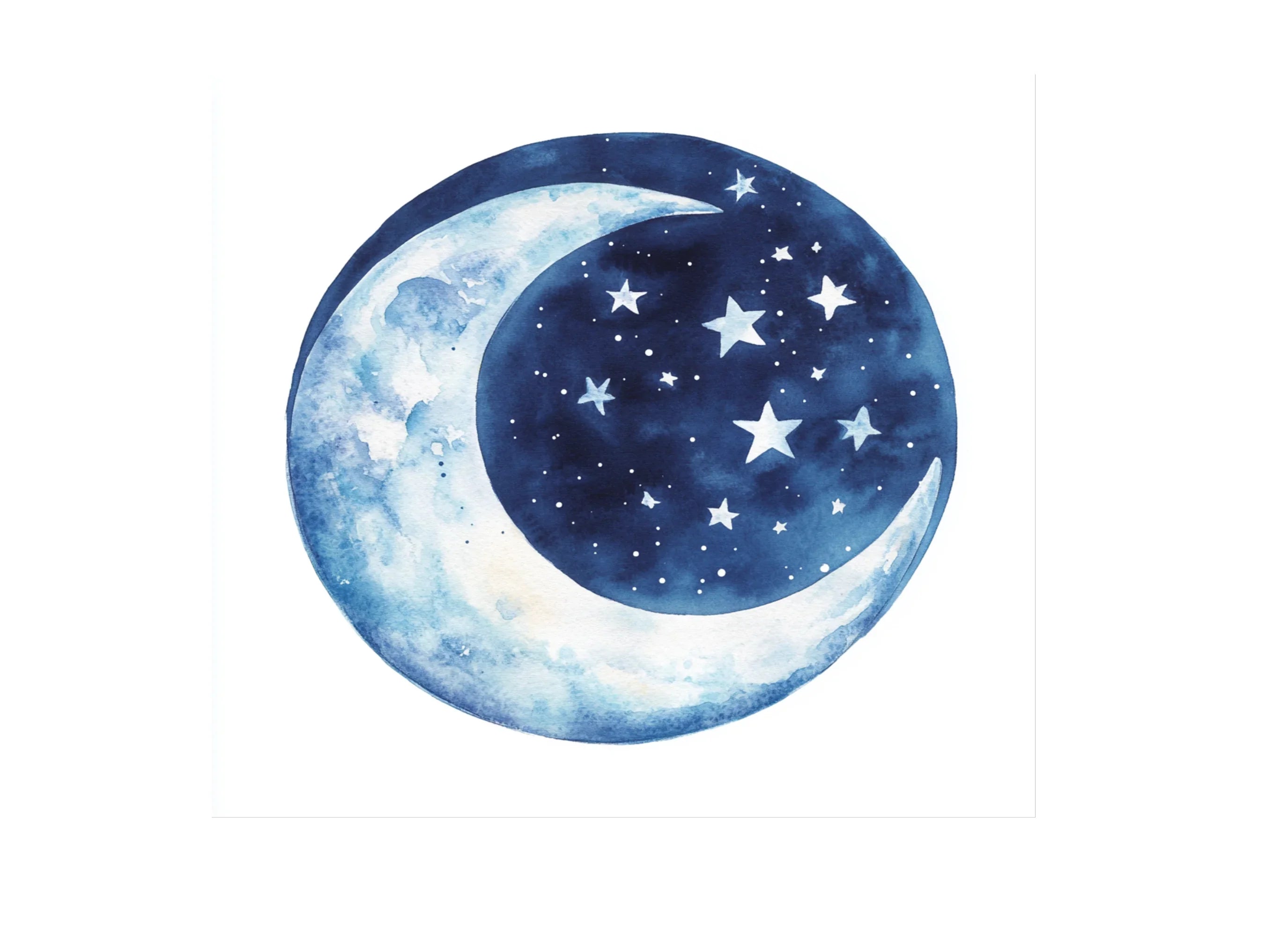 Blue Crescent Moon Stars Clipart Bundle