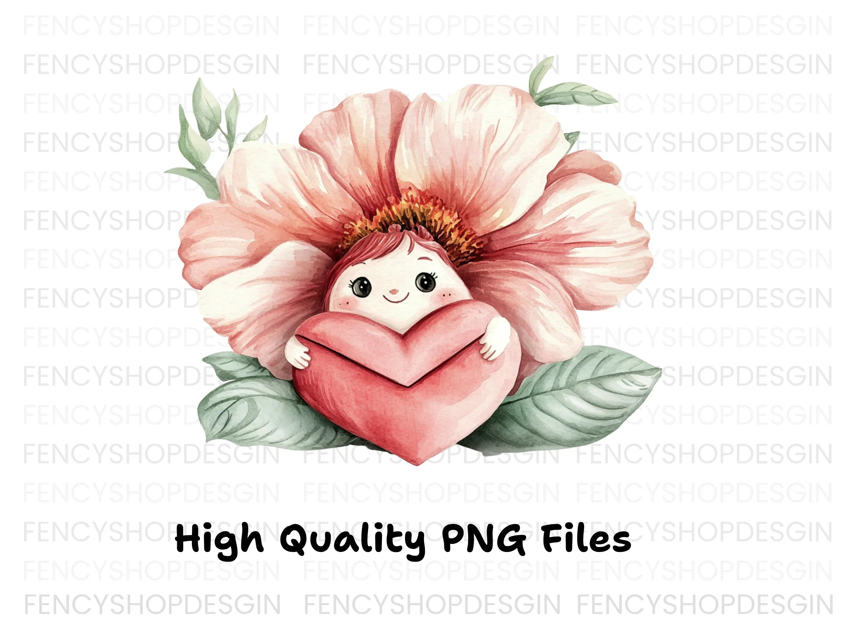 Floral Heart Characters Clipart Bundle