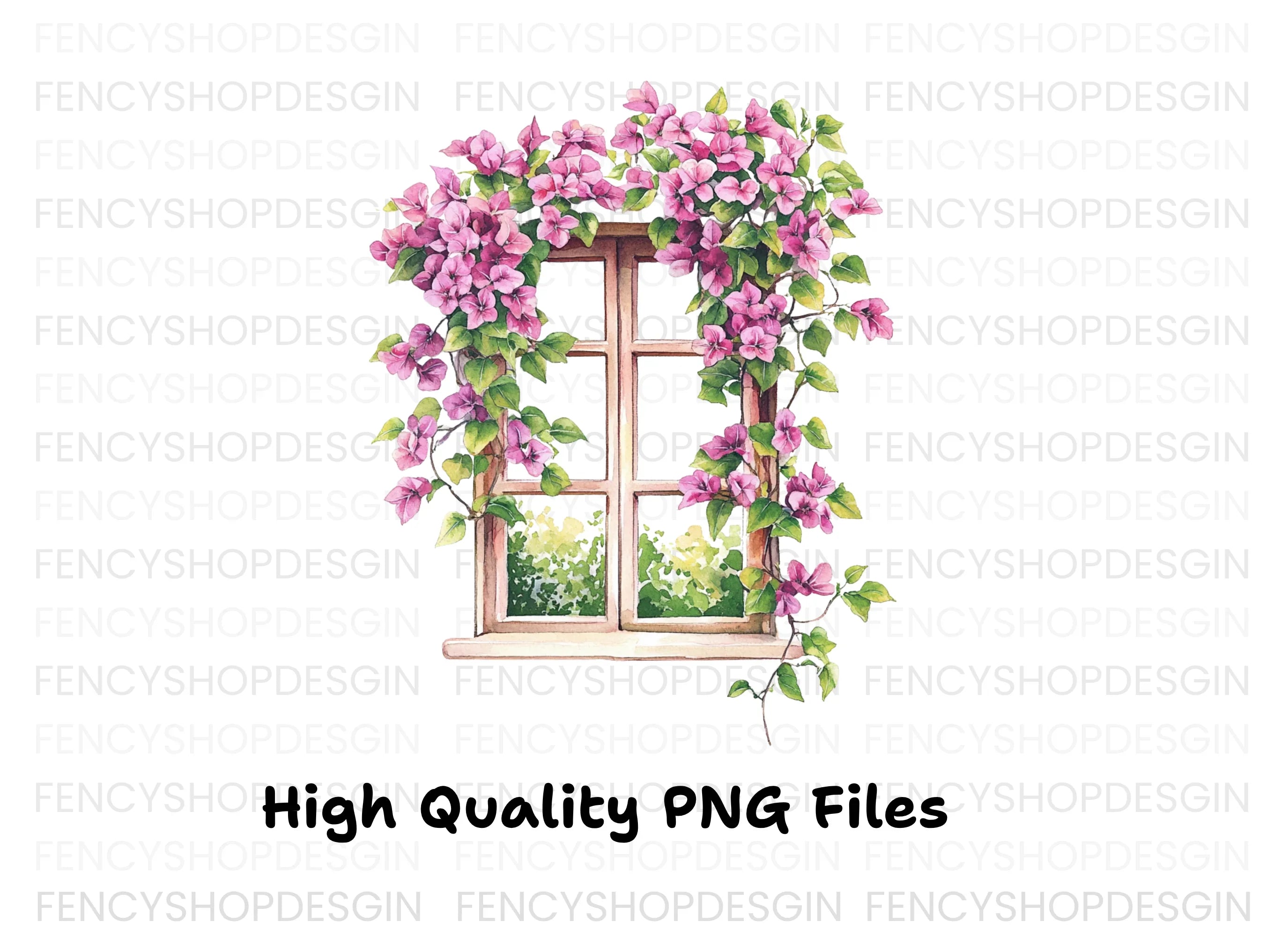 Vibrant Bougainvillea Window Clipart Bundle