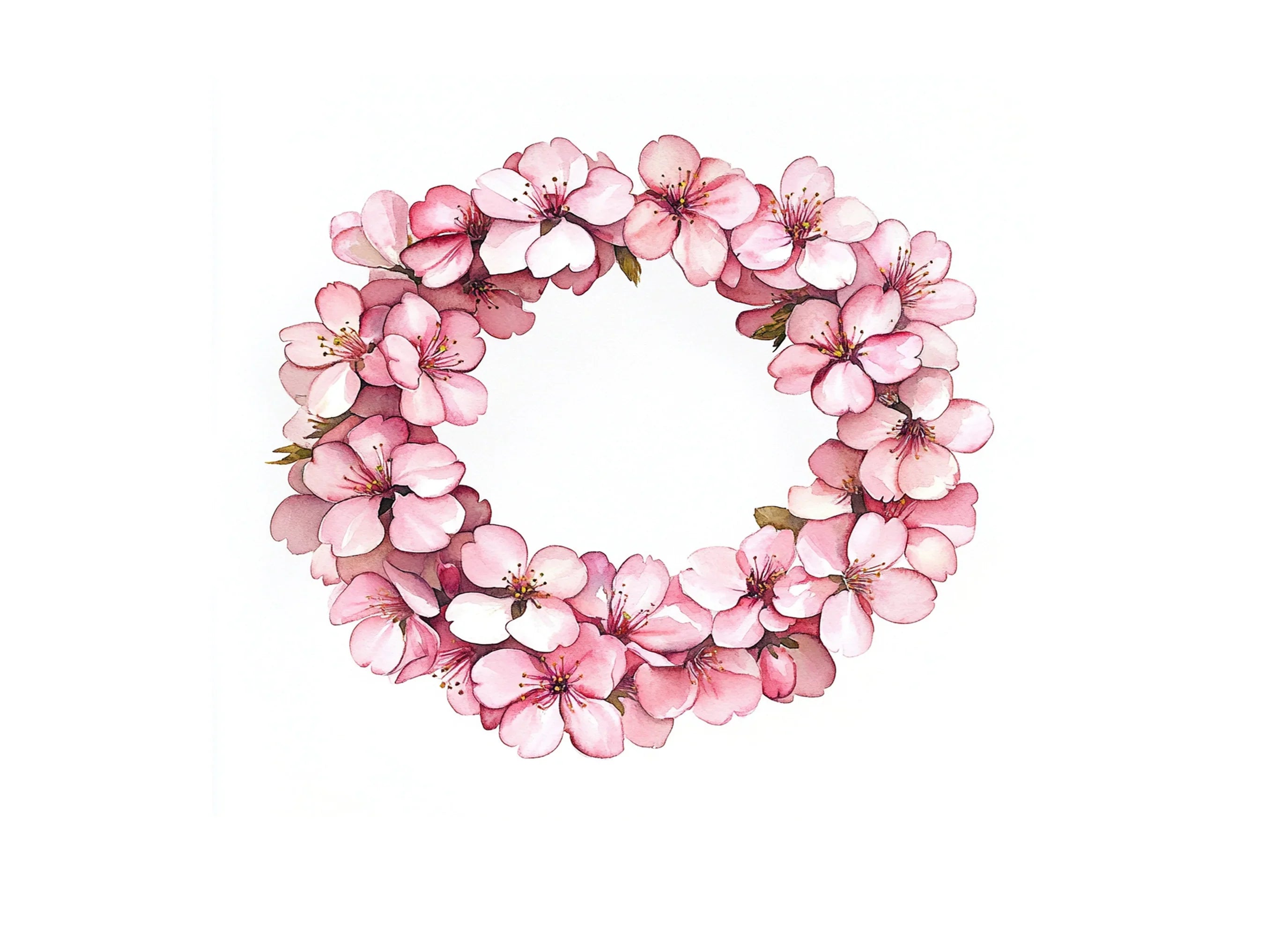 Pink Cherry Blossom Wreath Clipart Bundle