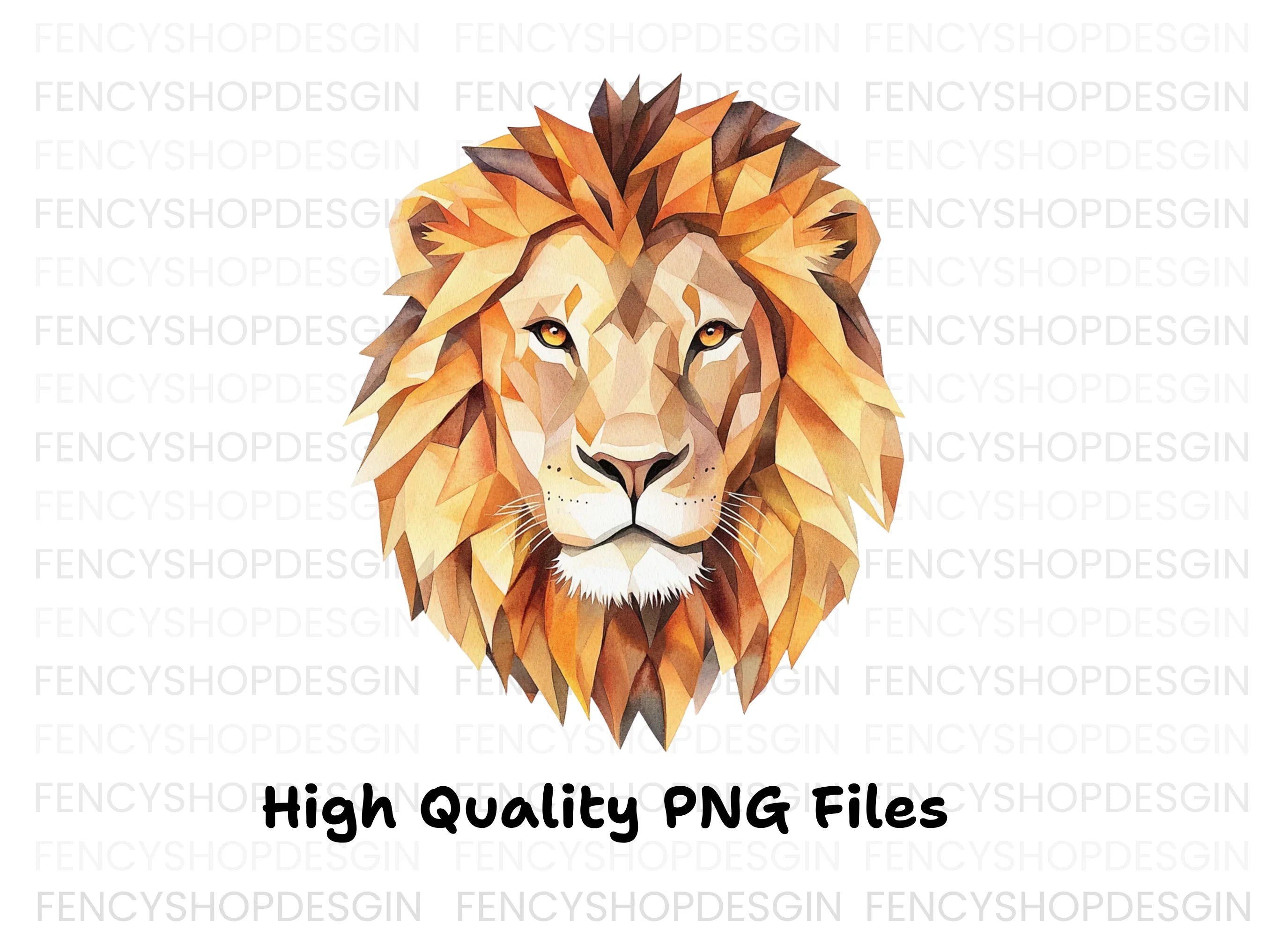 Geometric Lion Head Clipart Bundle