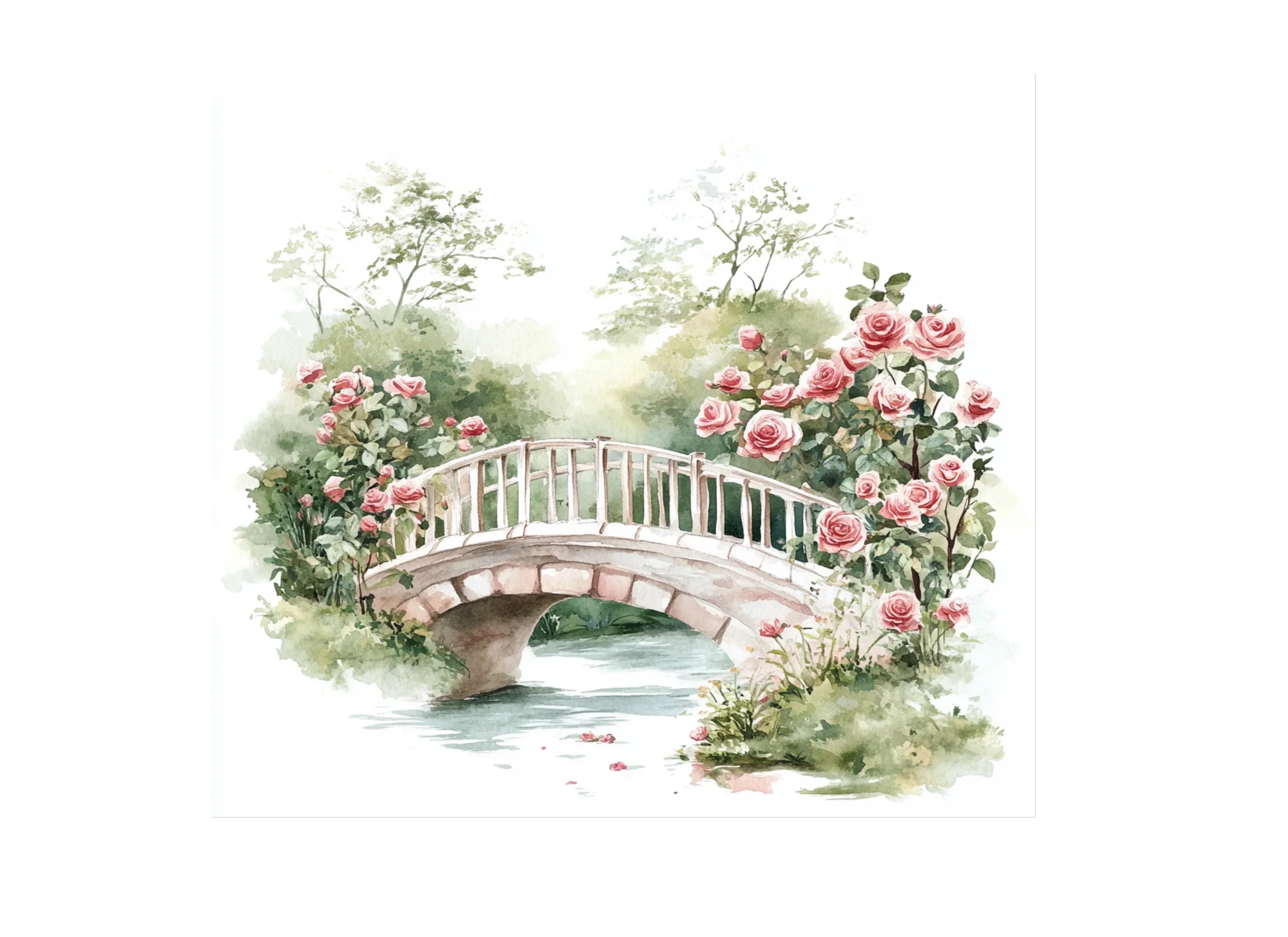 Bridges with Pink Roses Clipart Bundle