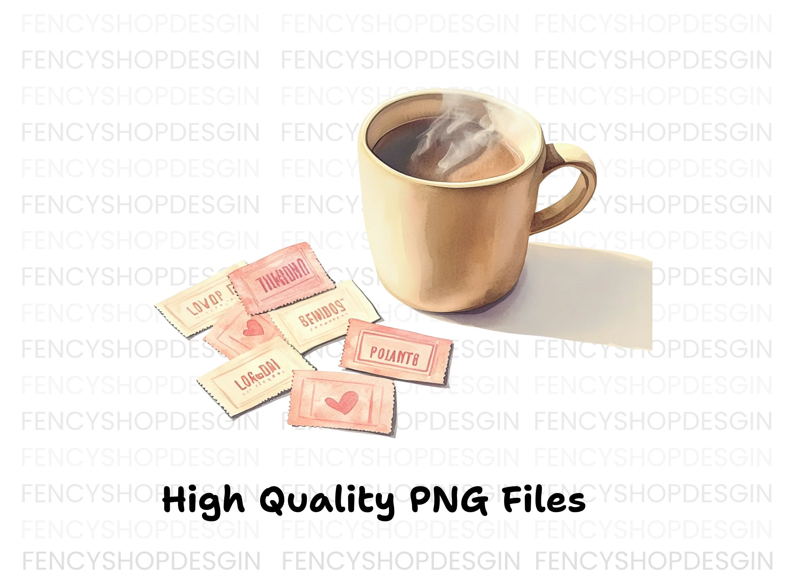 Coffee Mugs Love Notes Clipart Bundle