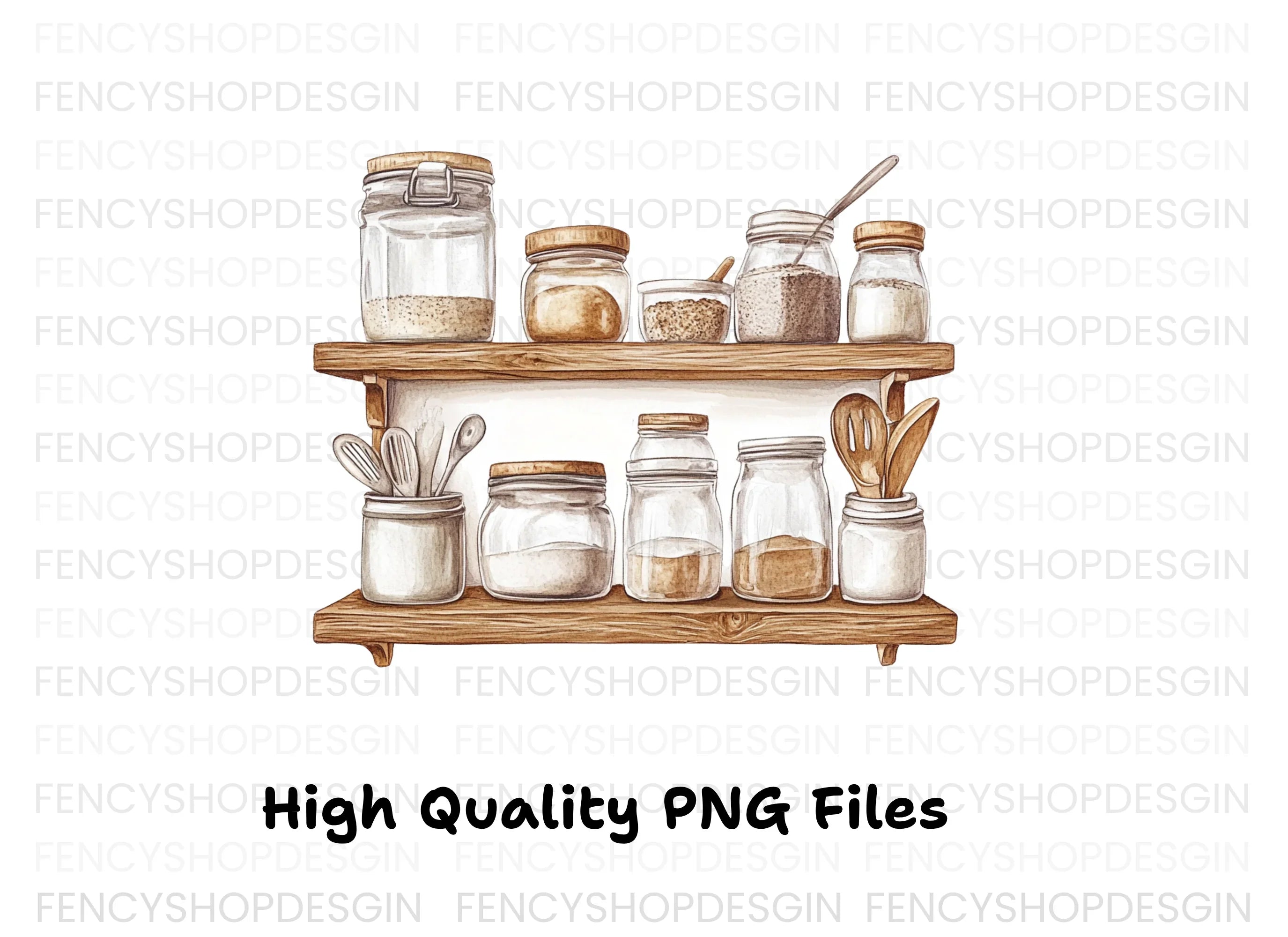 Kitchen Pantry Jars Shelf Clipart Bundle