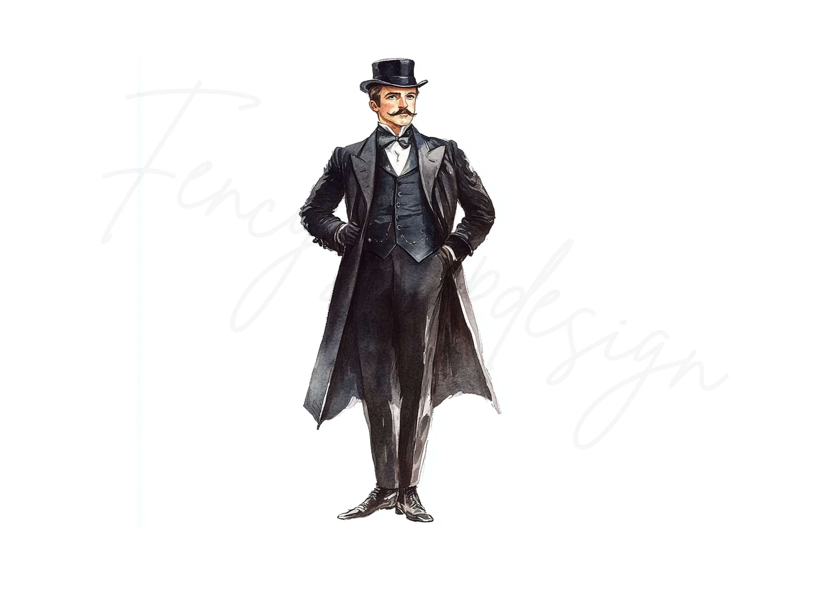 Elegant Victorian Men Clipart Bundle