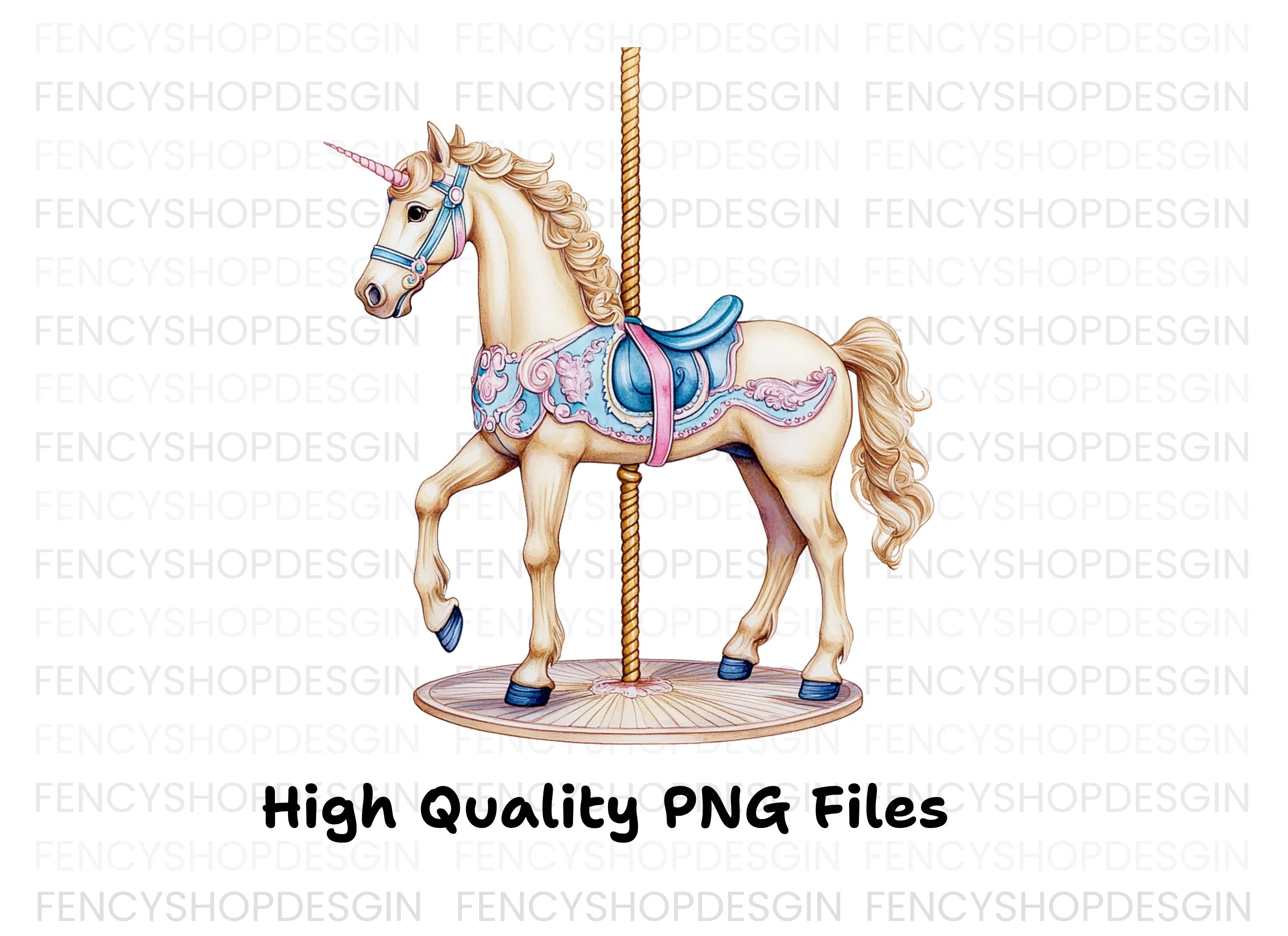 Unicorn Horse Carousel Clipart Bundle