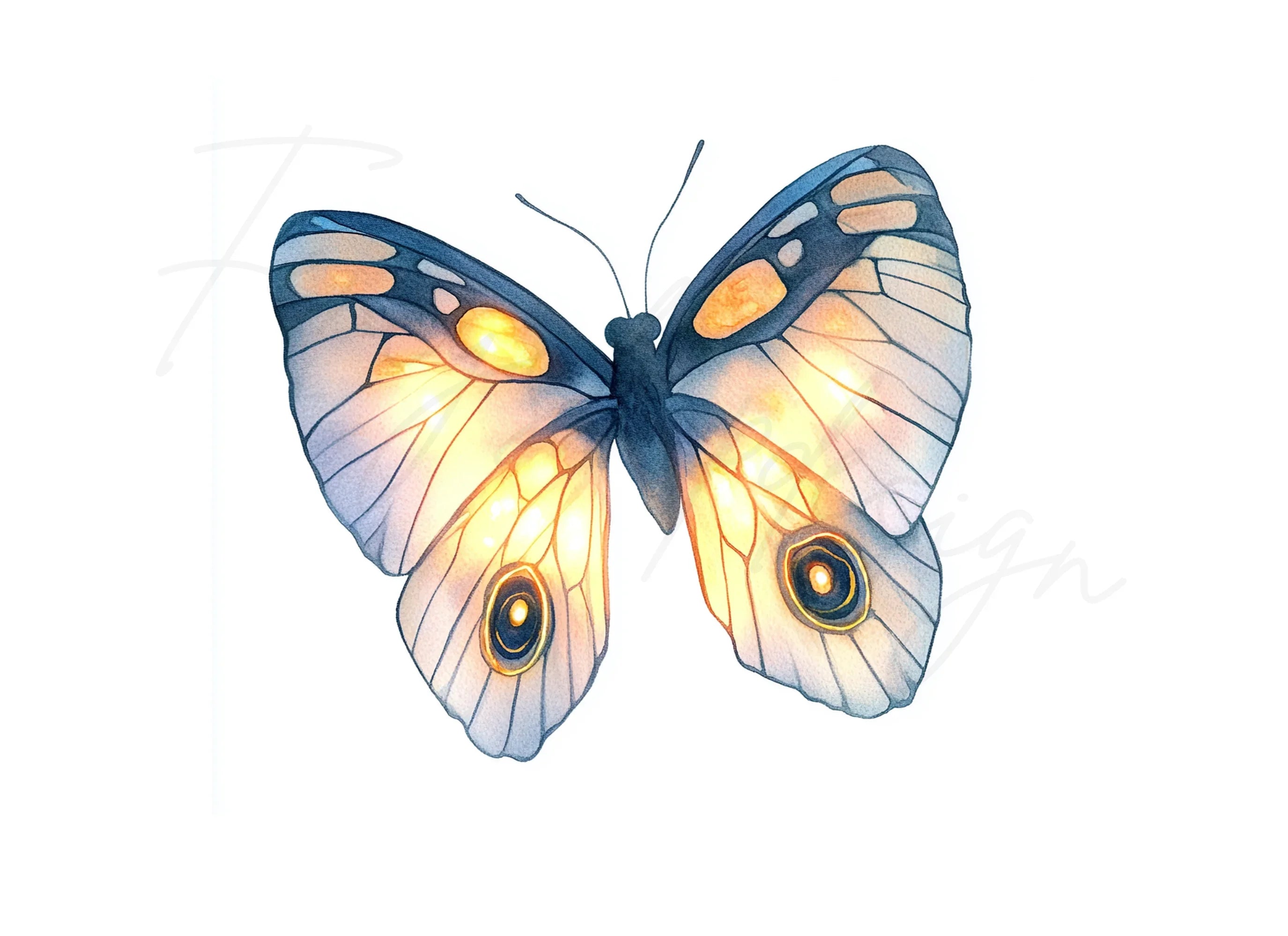 Glowing Fantasy Butterfly Clipart Bundle