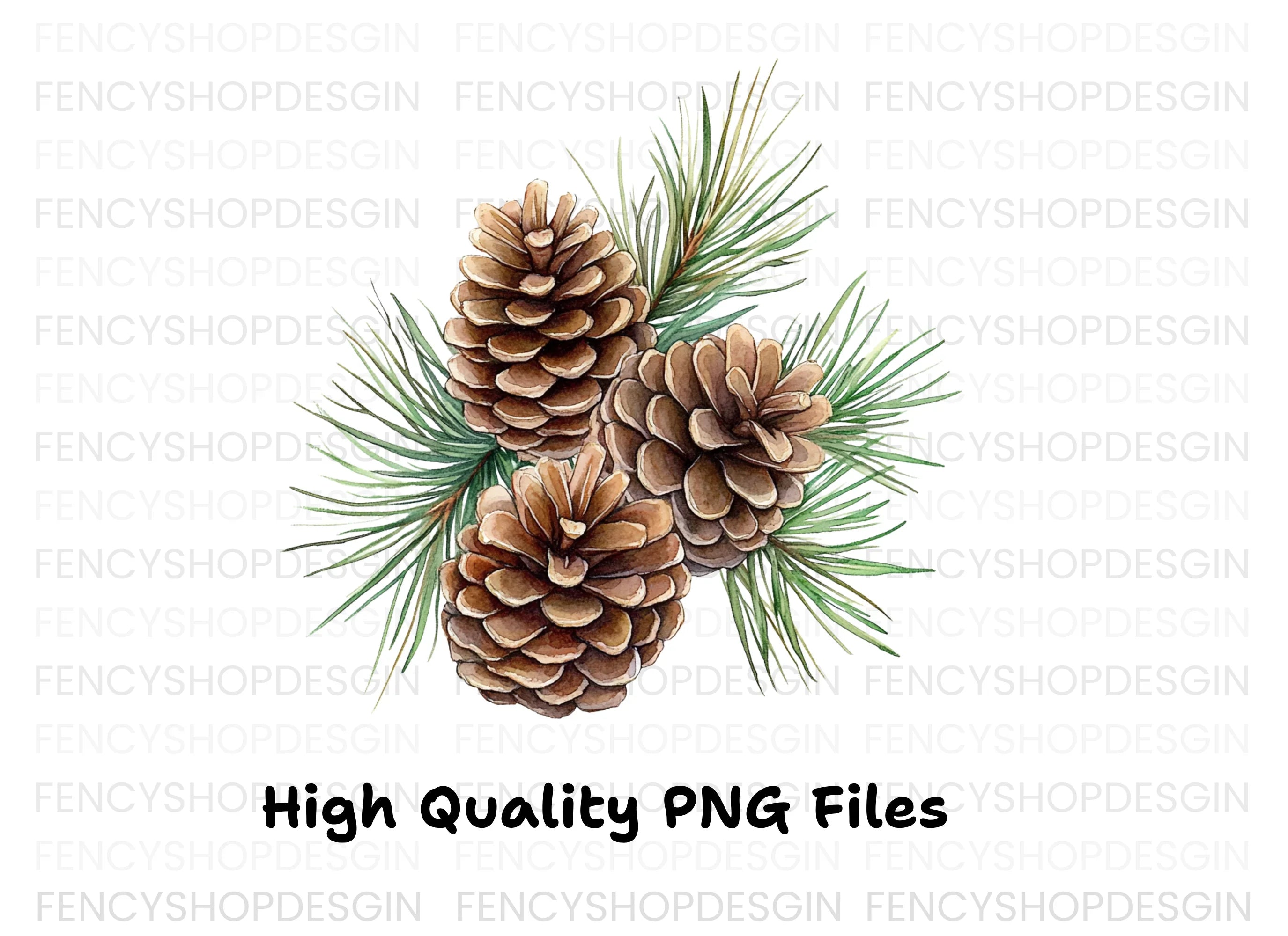 Pine Cones and Needles Clipart Bundle