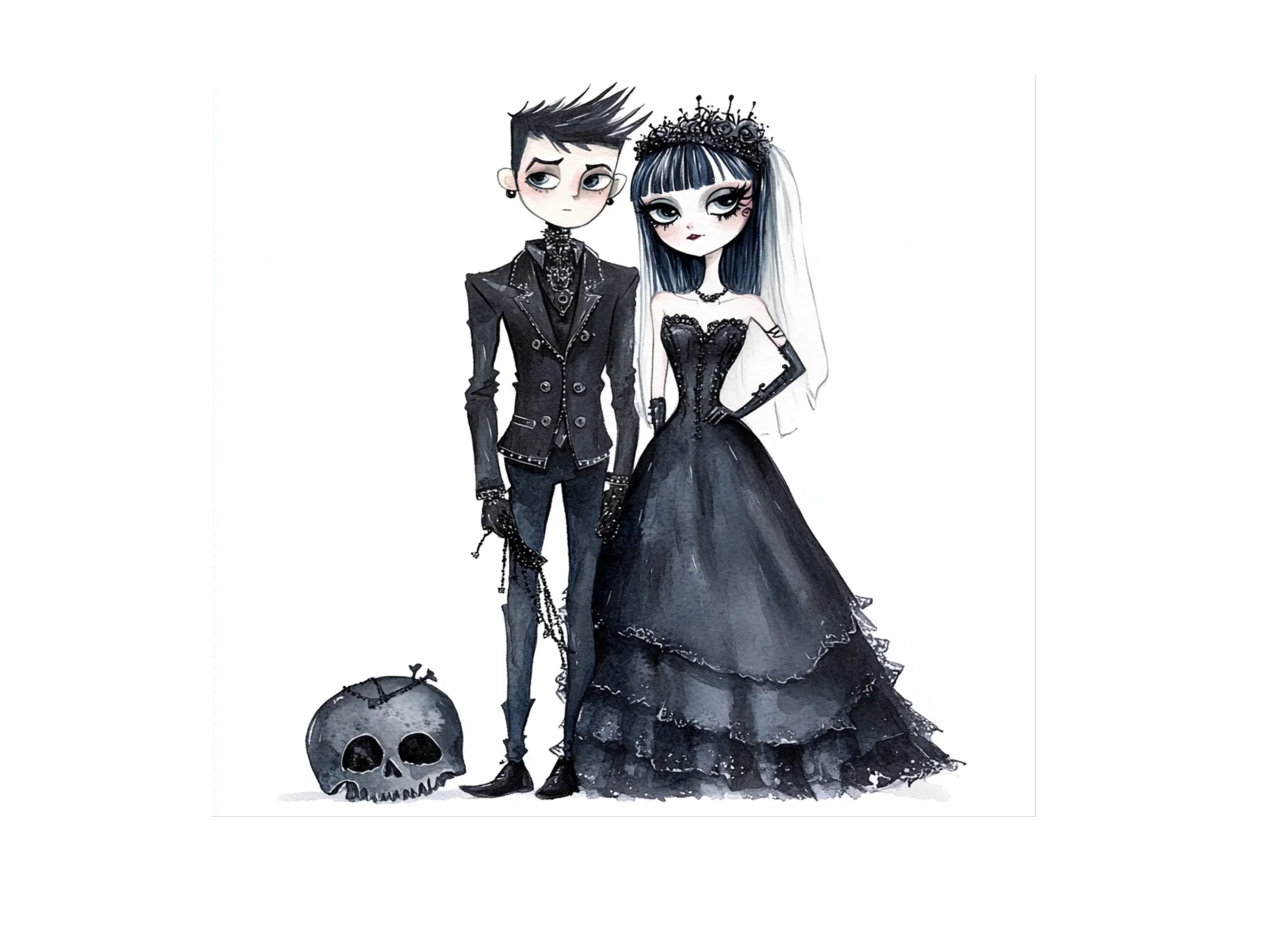 Gothic Wedding Couple Clipart Bundle