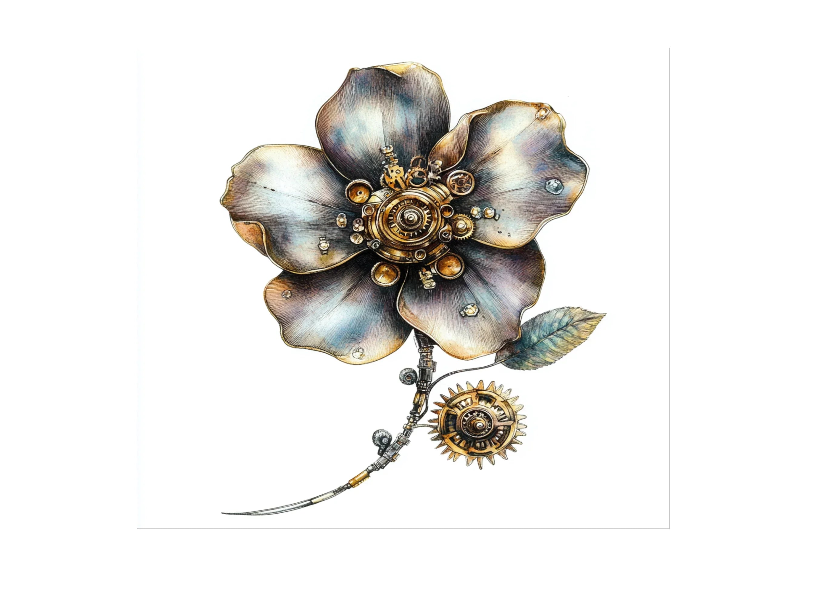 Steampunk Flower Clipart Bundle