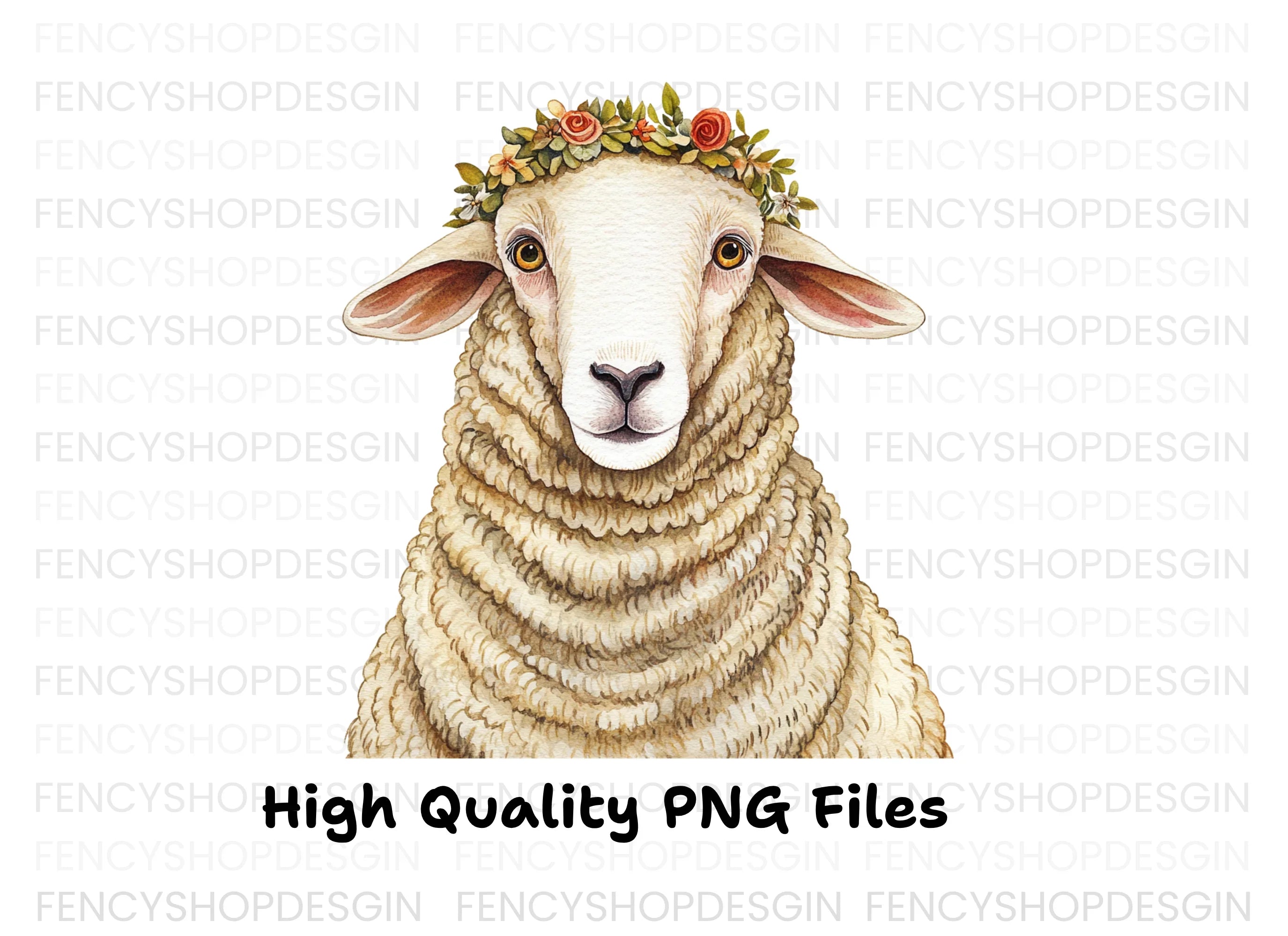 Cute Sheep with Flower Crown Clipart Bundle