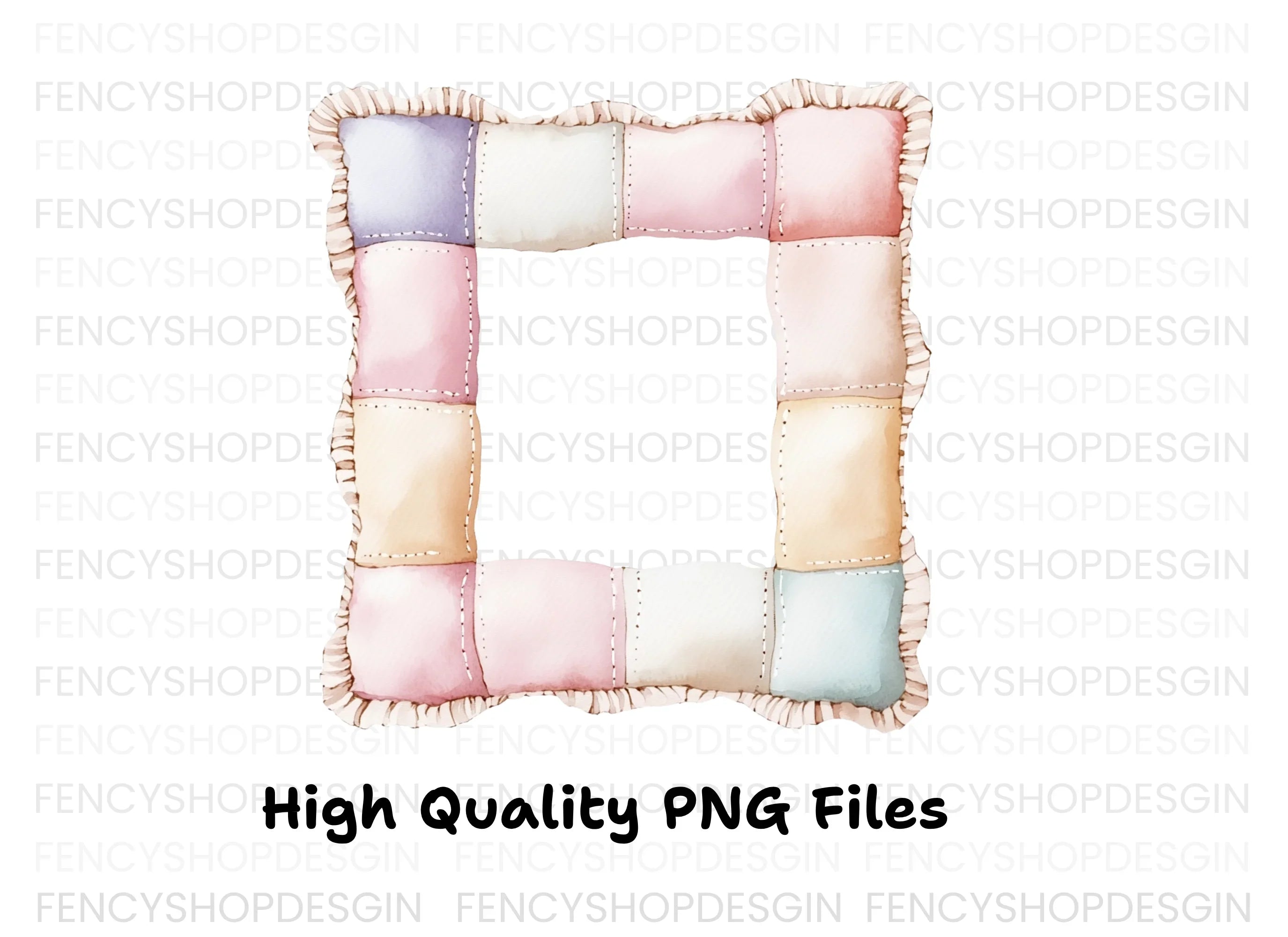Quilted Pastel Frames Clipart Bundle
