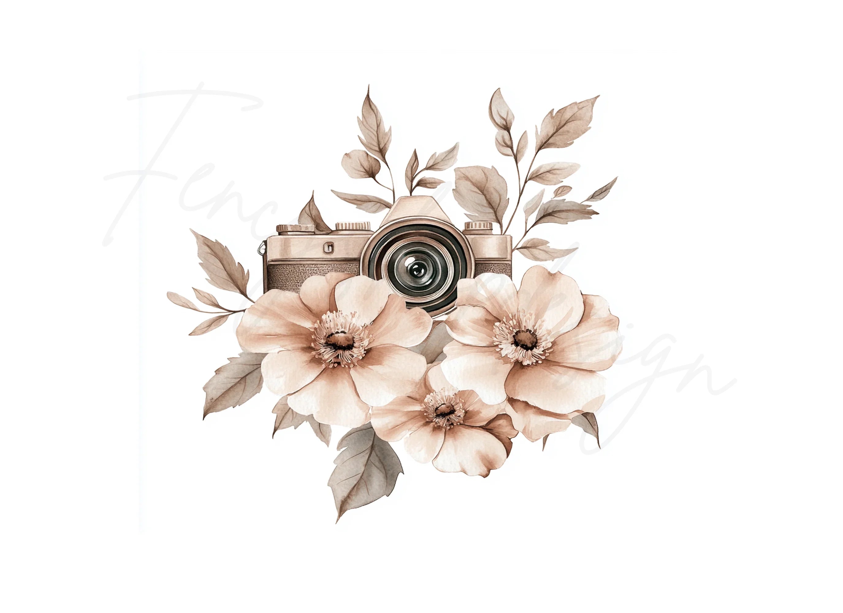 Vintage Camera and Floral Clipart Bundle