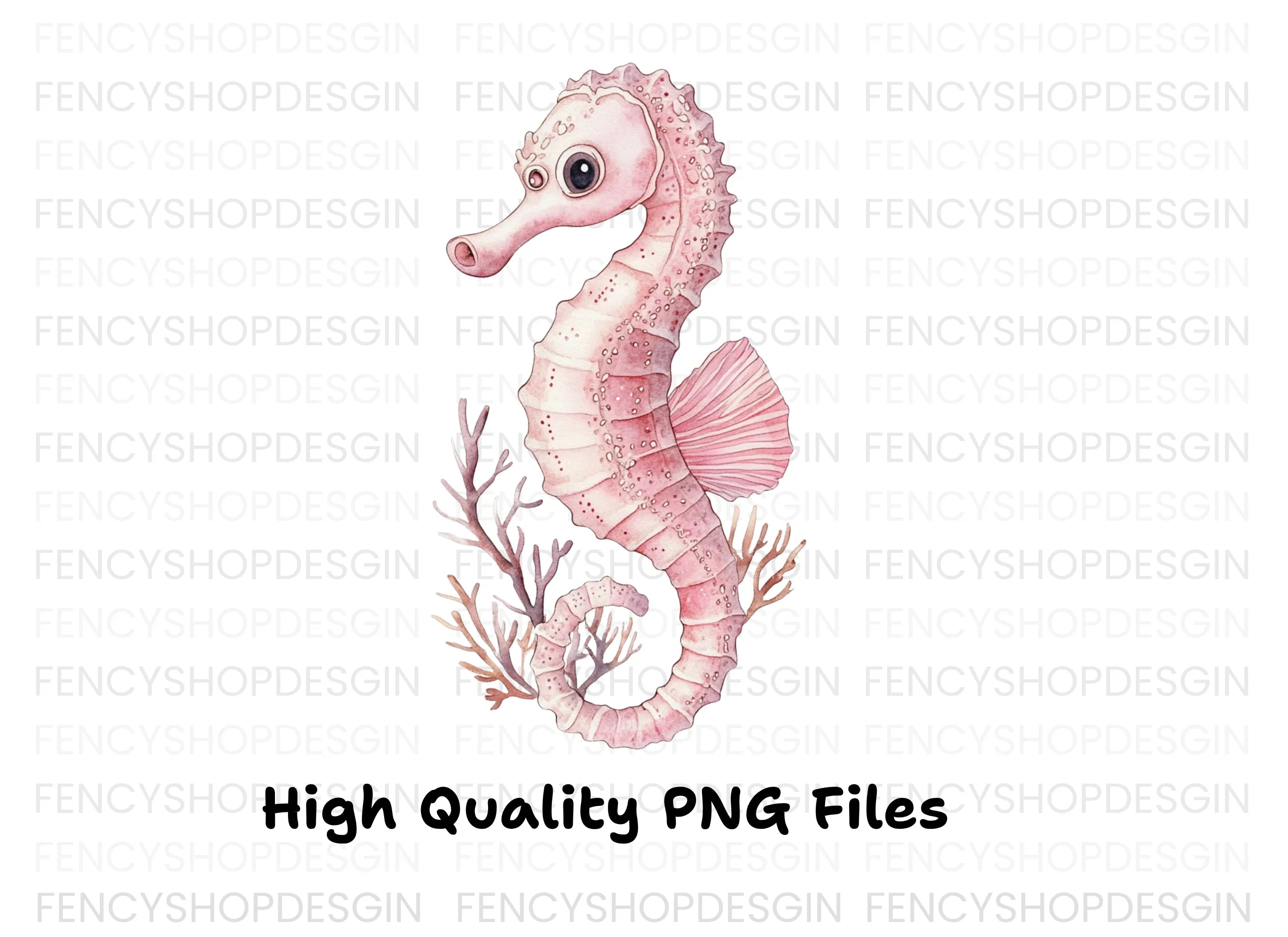 Pink Seahorse Clipart Bundle
