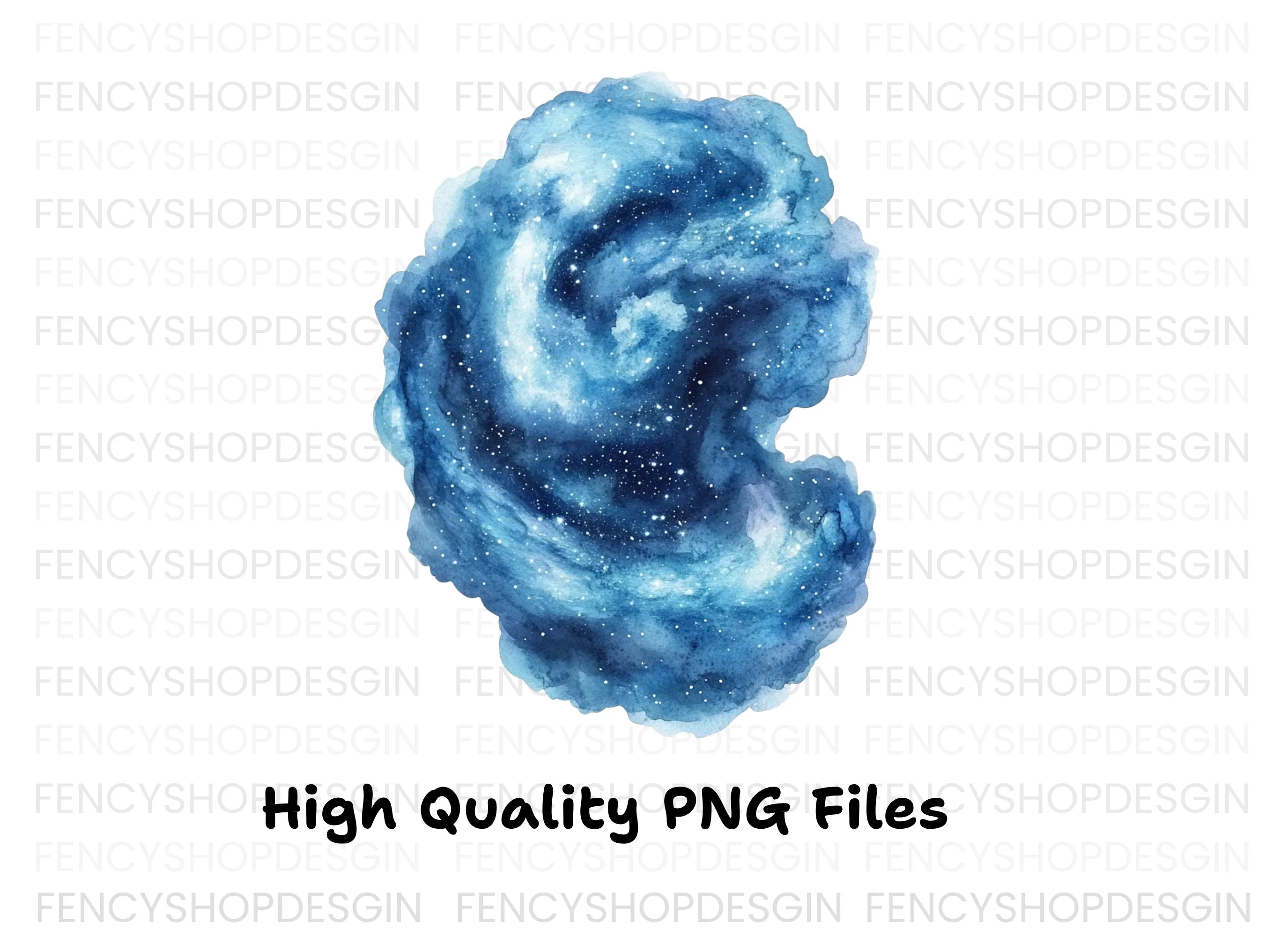 Blue Galaxy Nebula Clipart Bundle