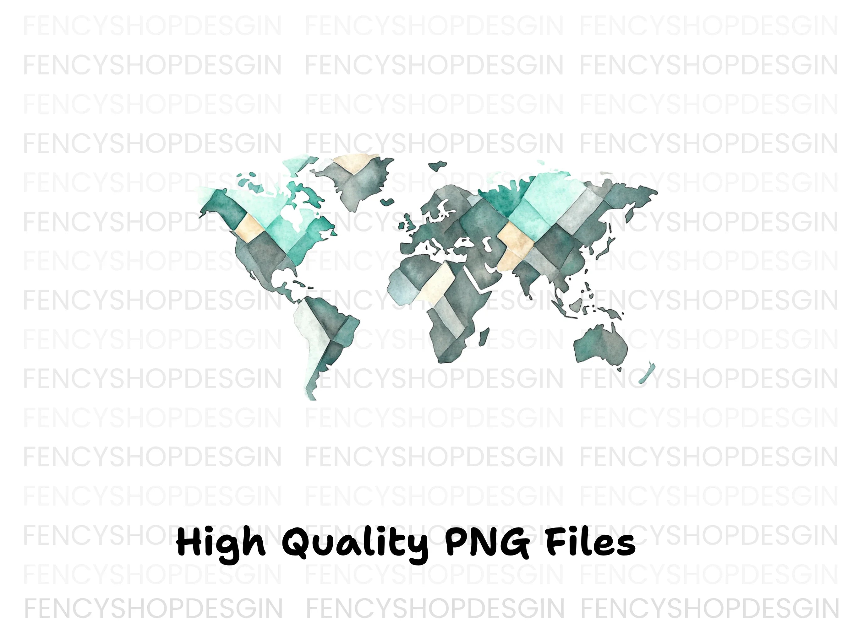 Geometric World Map Clipart Bundle
