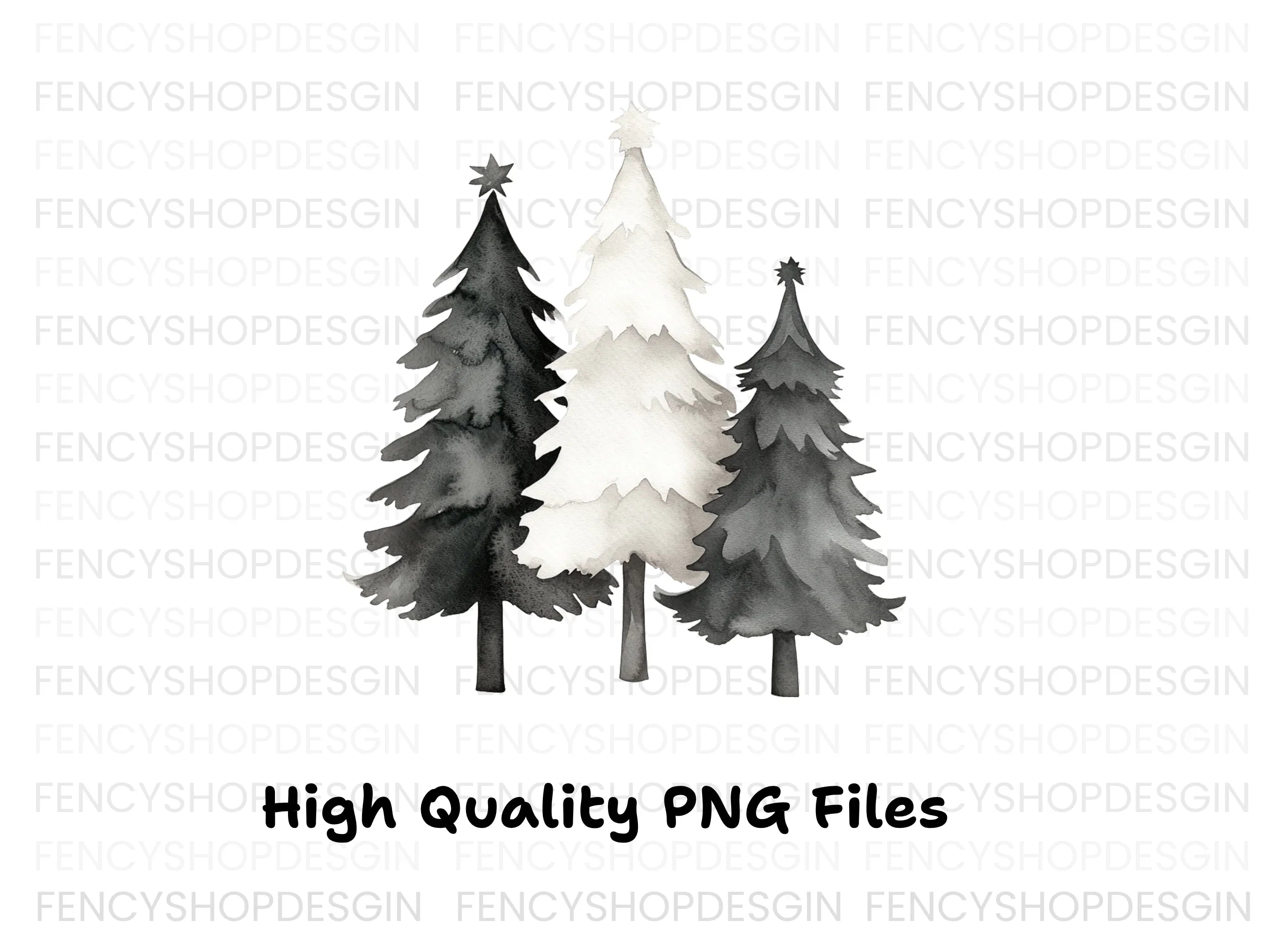 Monochrome Pine Tree Clipart Bundle