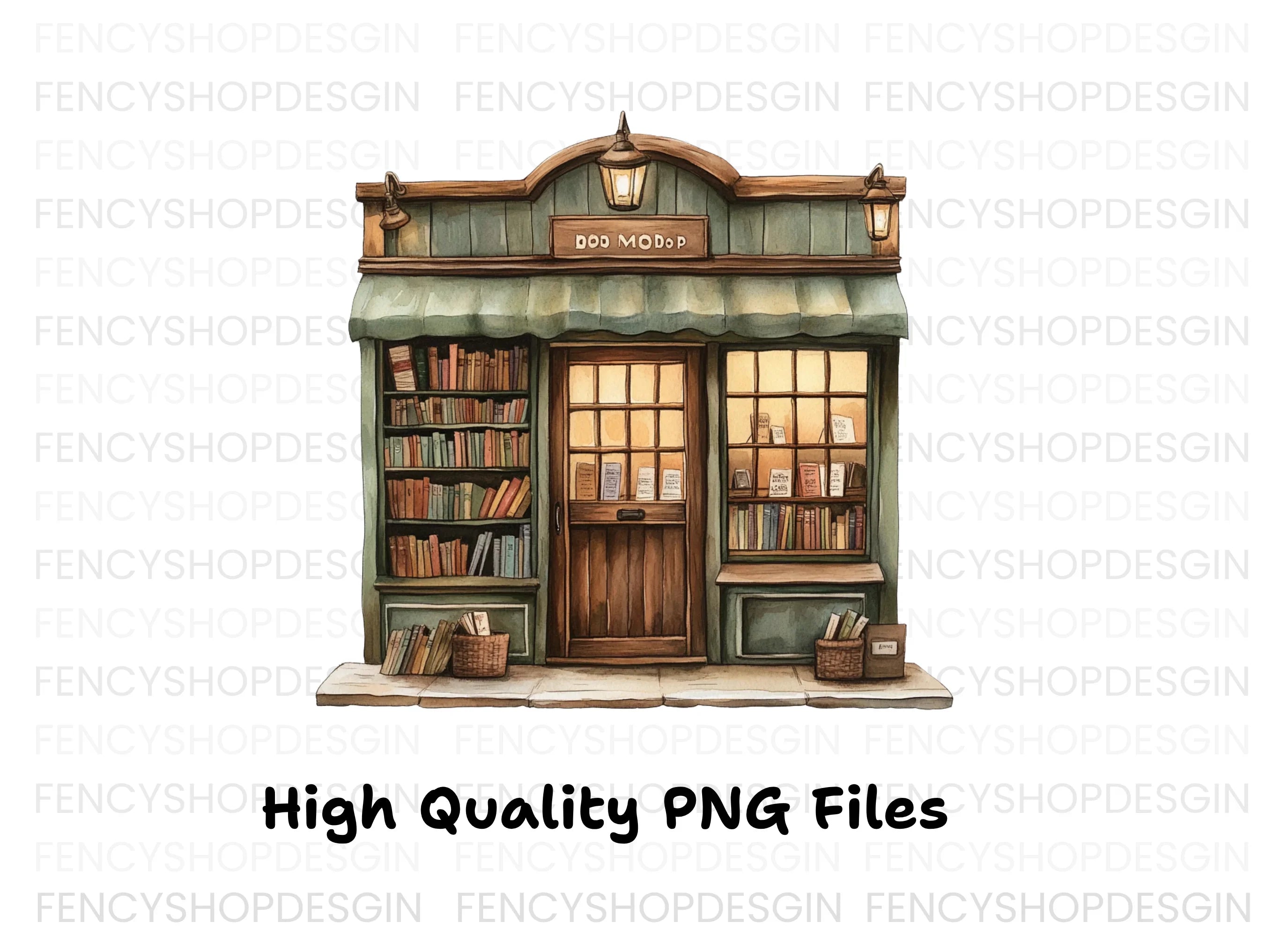 Vintage Bookstore Clipart Bundle