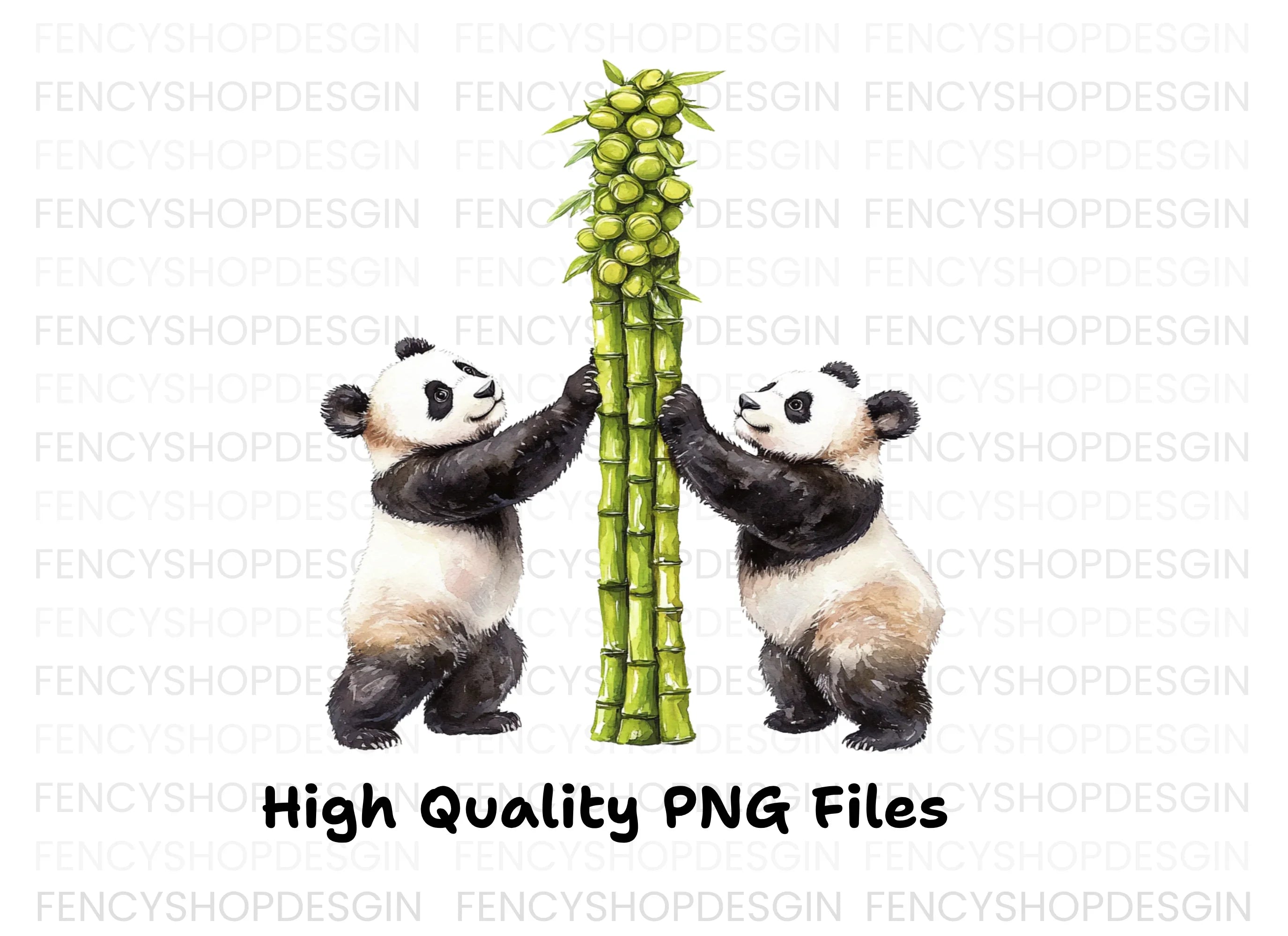 Playful Pandas with Bamboo Clipart Bundle